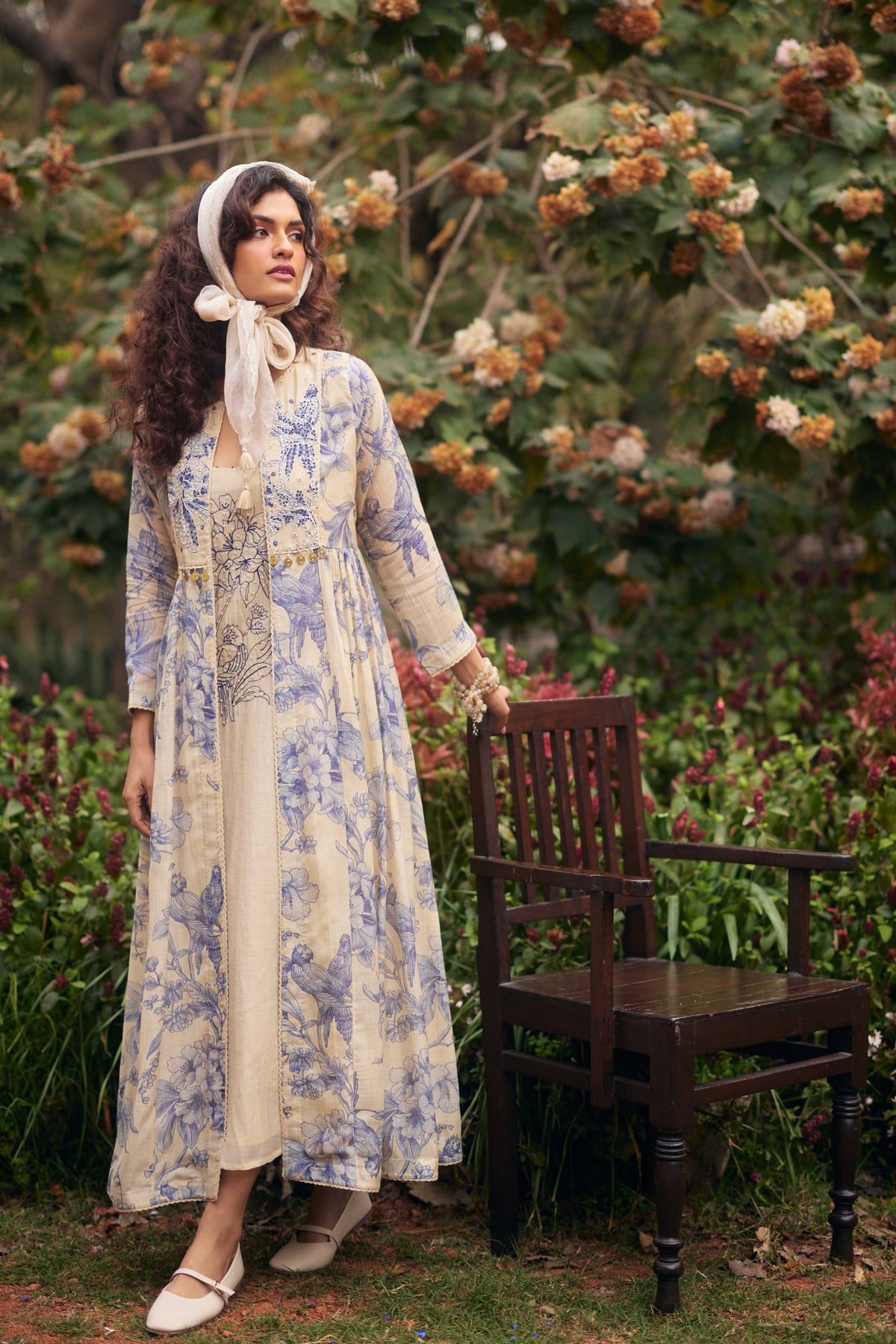 Blue and Ivory Jacket Set