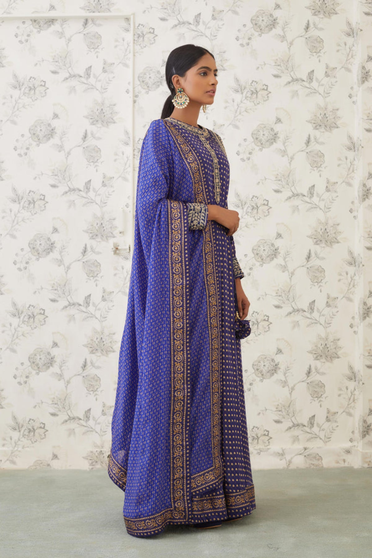 Blue anarkali set