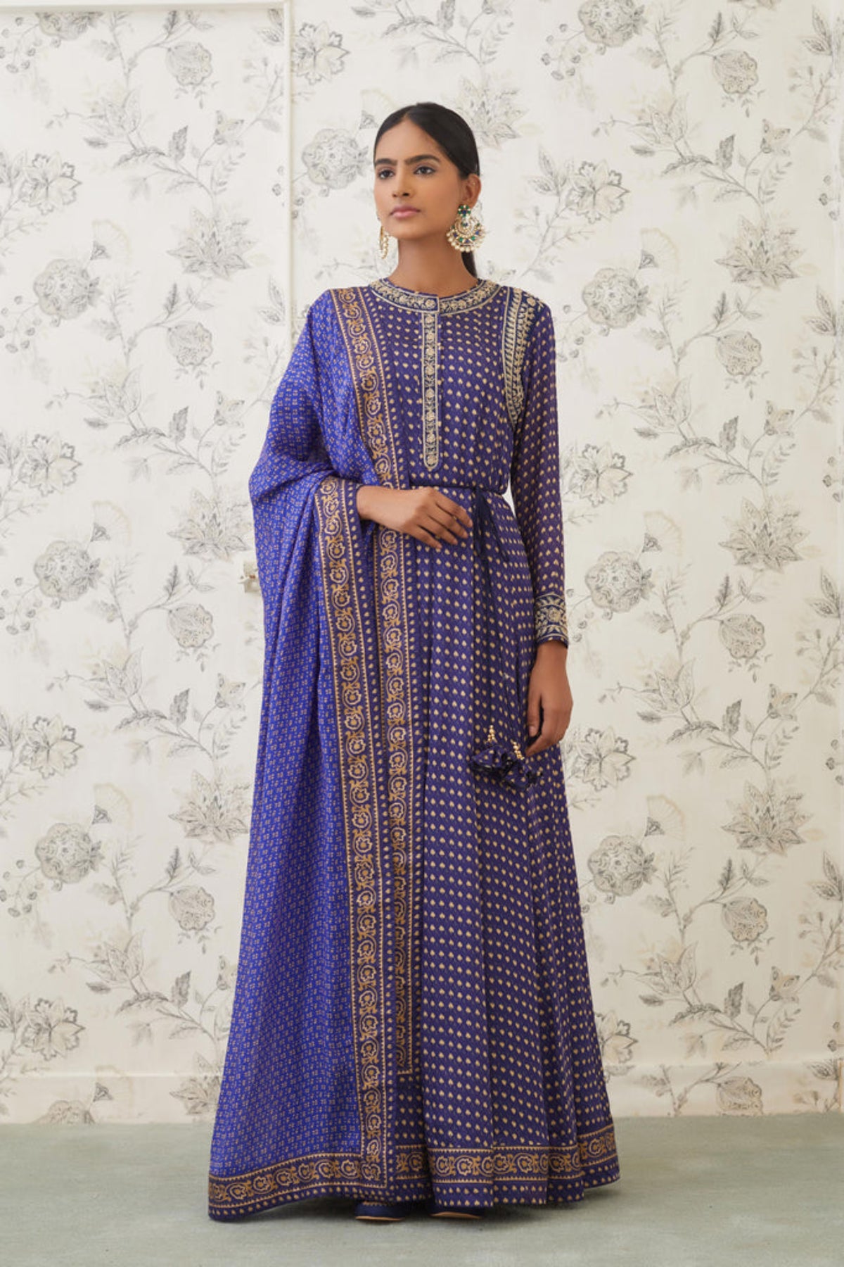 Blue anarkali set
