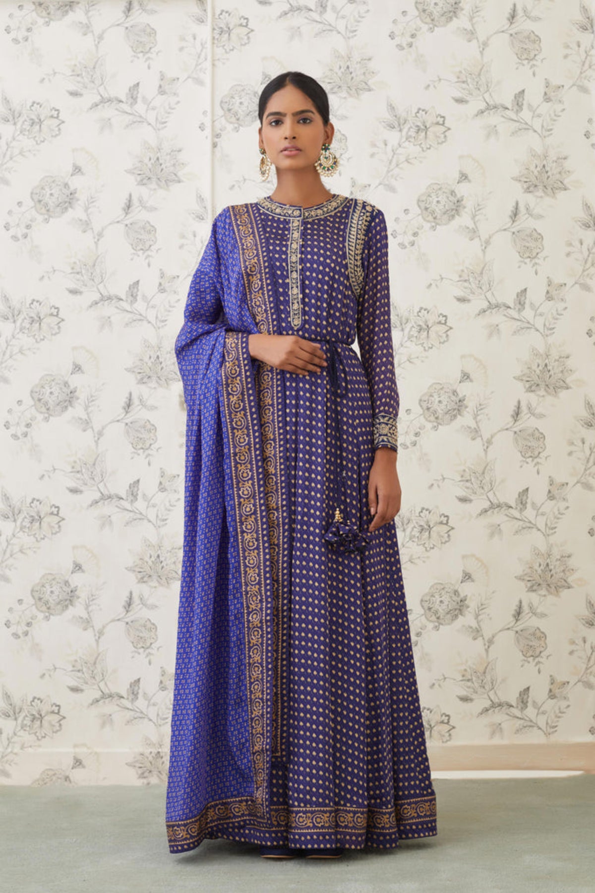 Blue anarkali set
