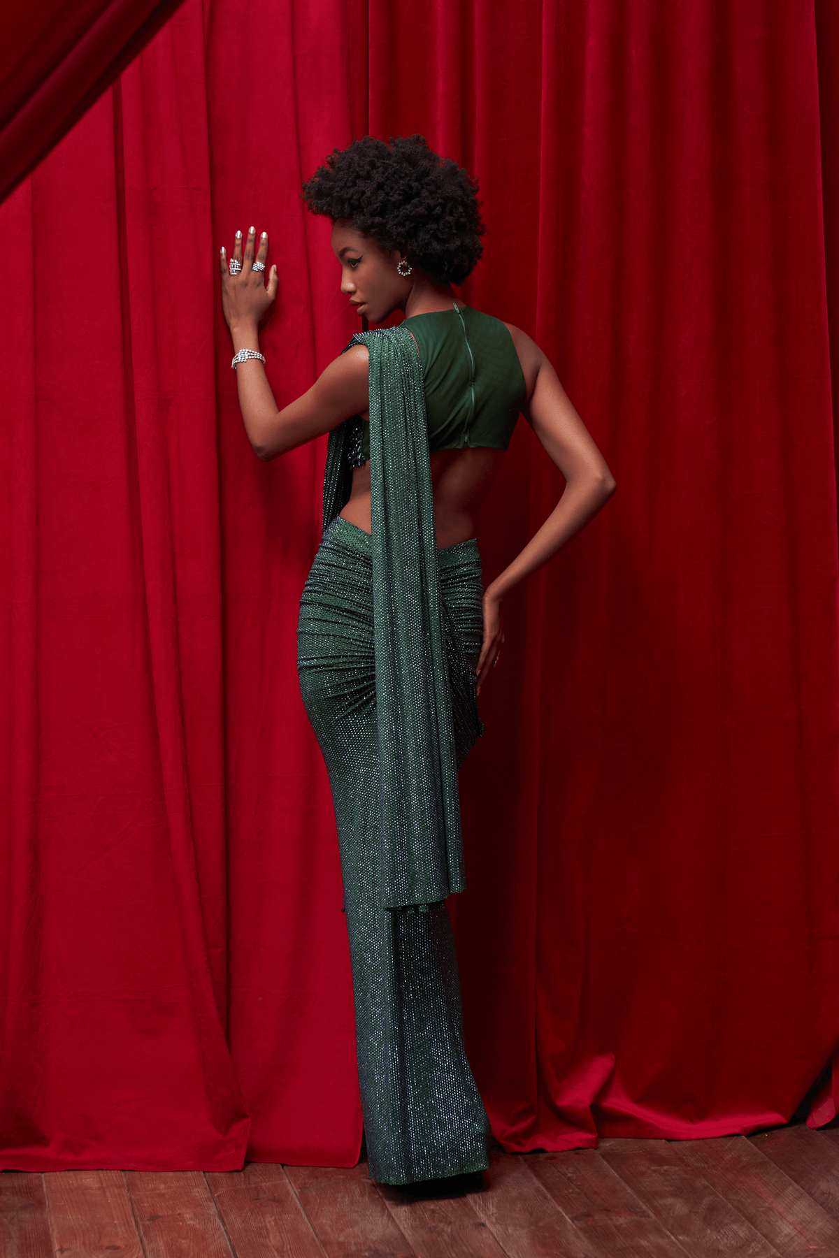 Jewel-toned Serenity  Saree Set