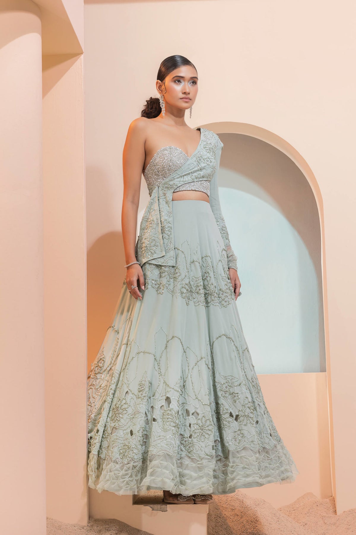 Mint Lehenga Jacket Set