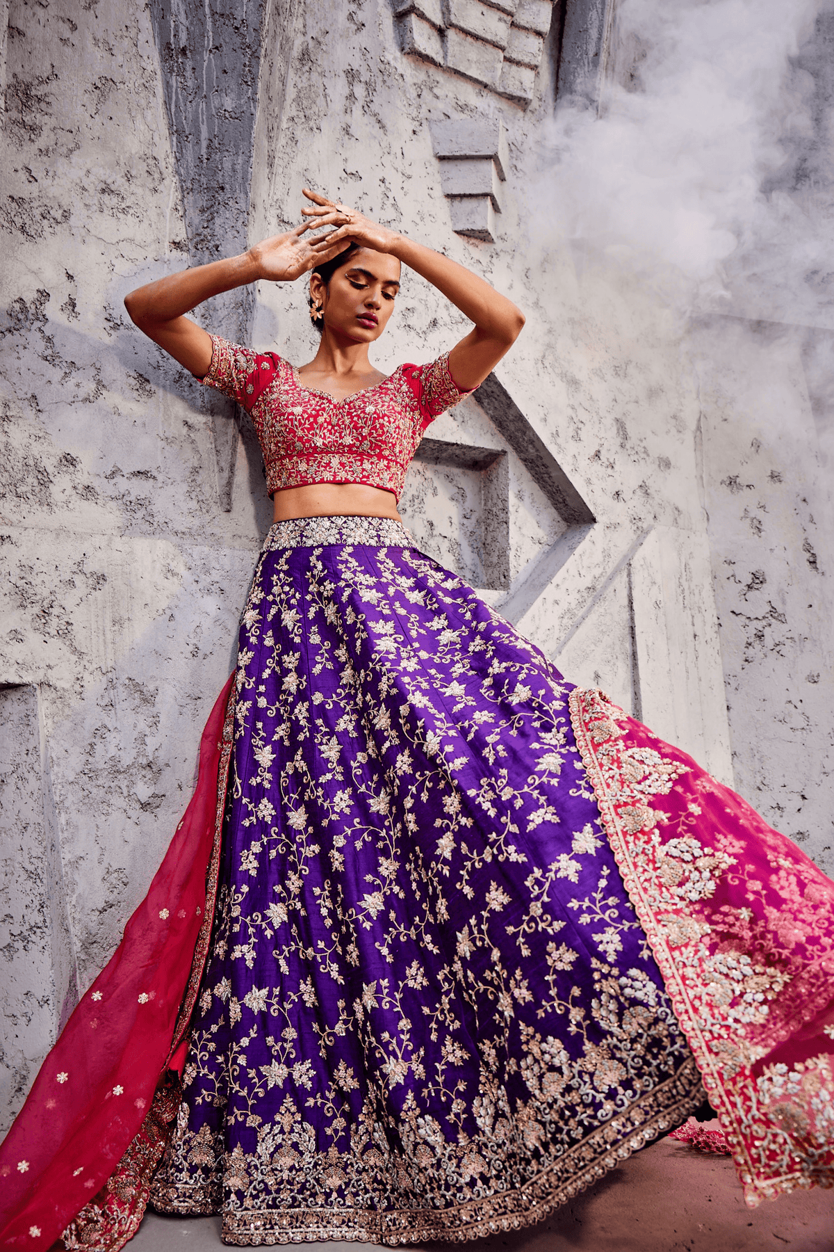 Purple All Over Creepers Lehenga