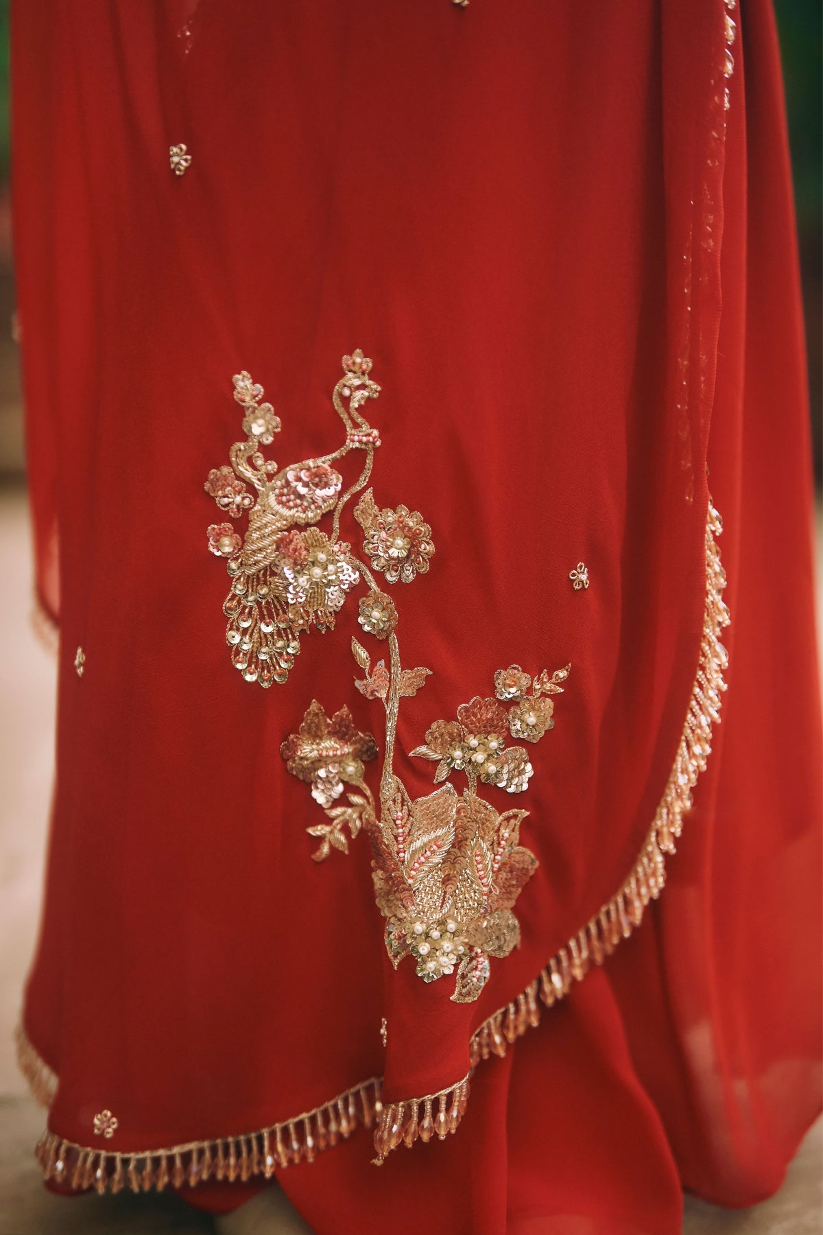 Kaia Red Draped Saree Set