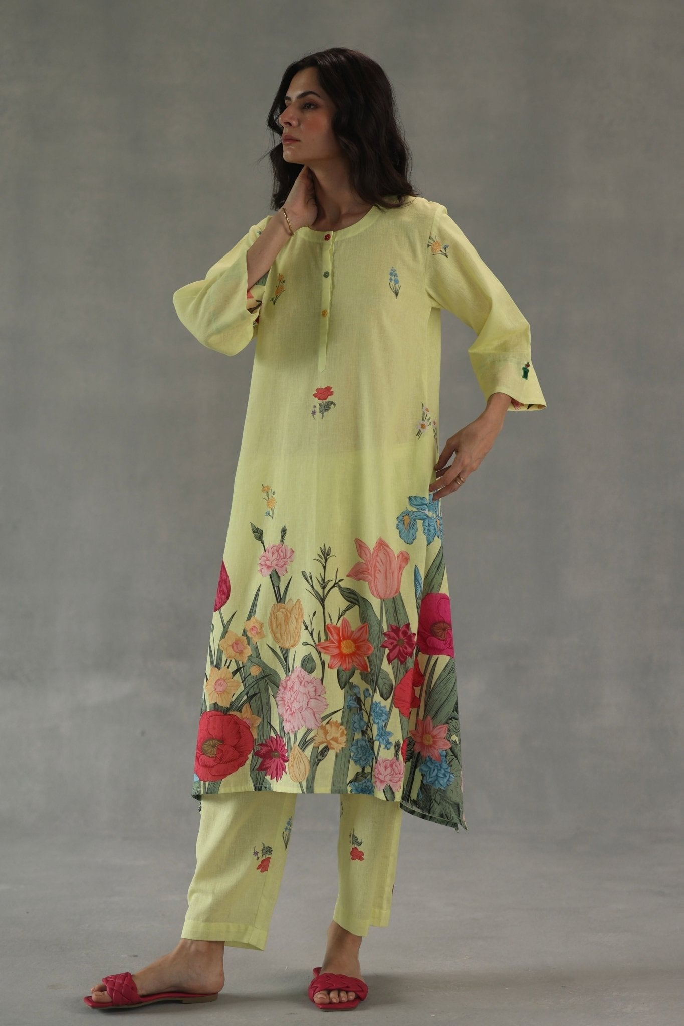 Yellow Wildflower Kurta Set - Roza Pret - Elahe