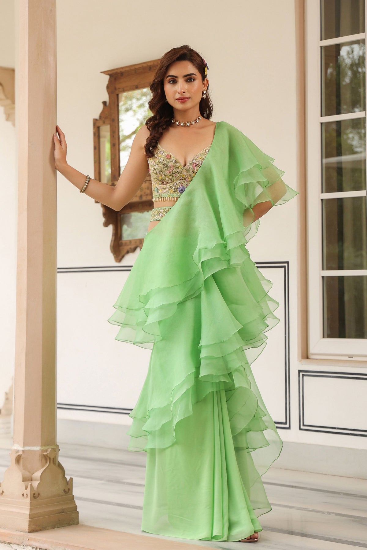 Gulzar Ruffle Saree Set