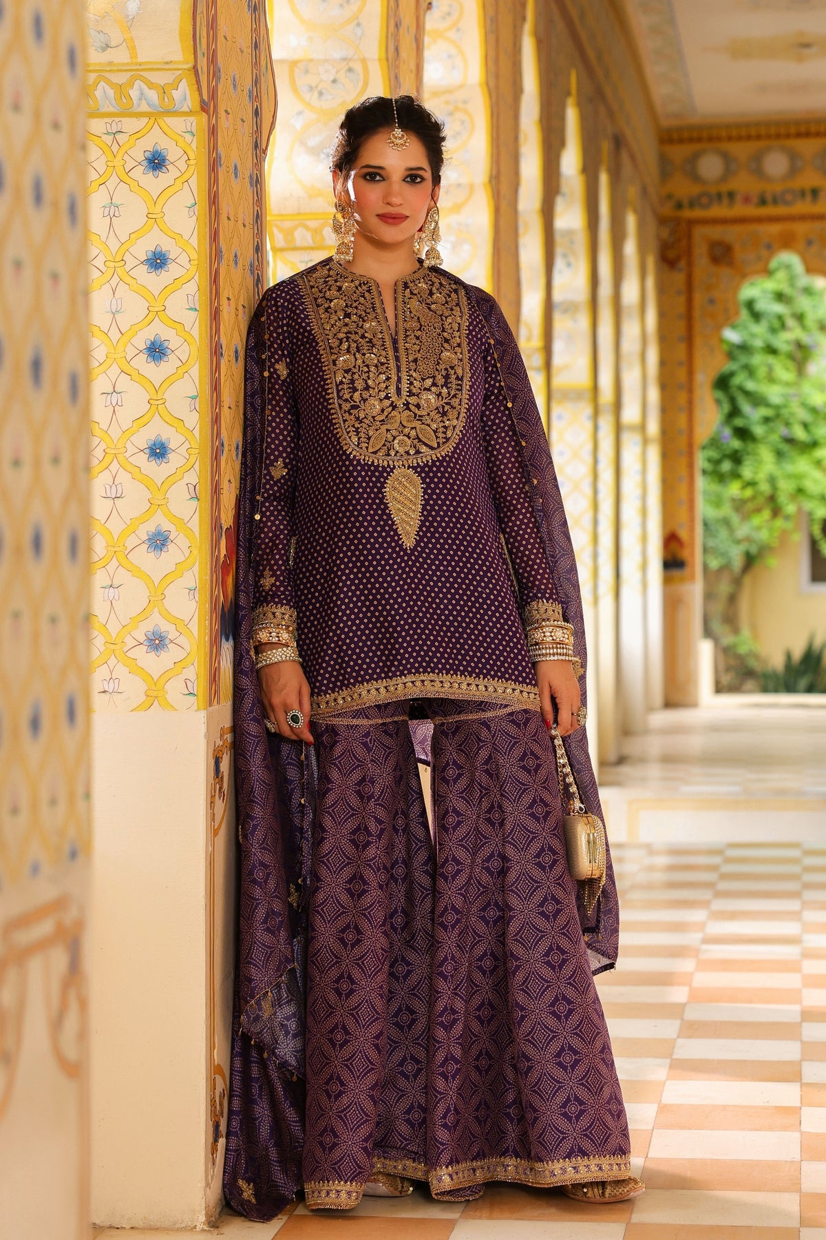Ahista Purple Printed Sharara Set