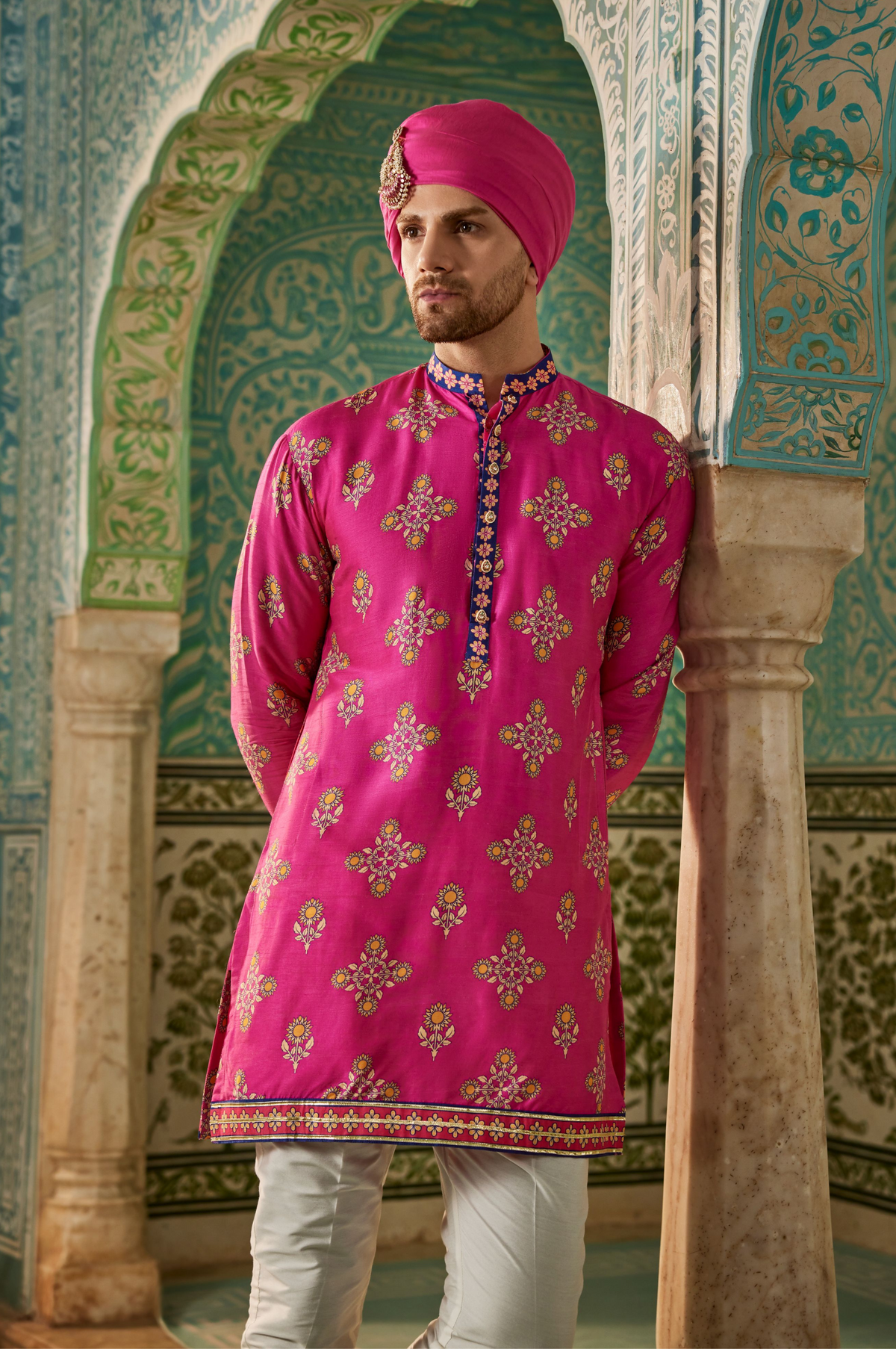 Pink Printed Kurta With Pant