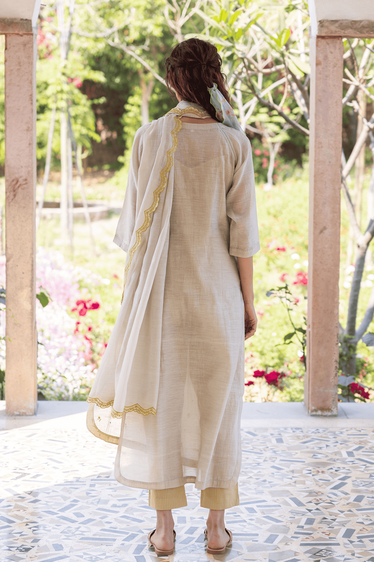 Enchanted Meadow Beige Kurta Set