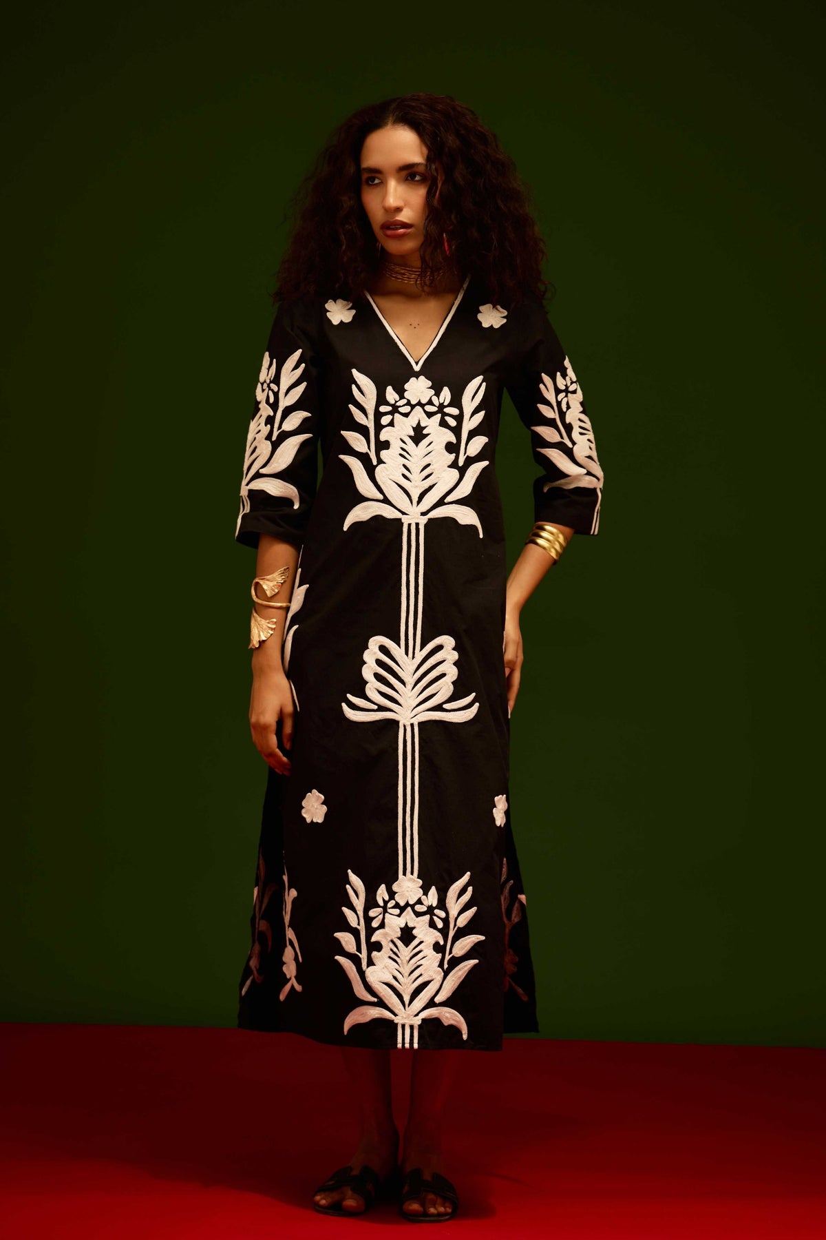 Ivory Tulip Black Dress