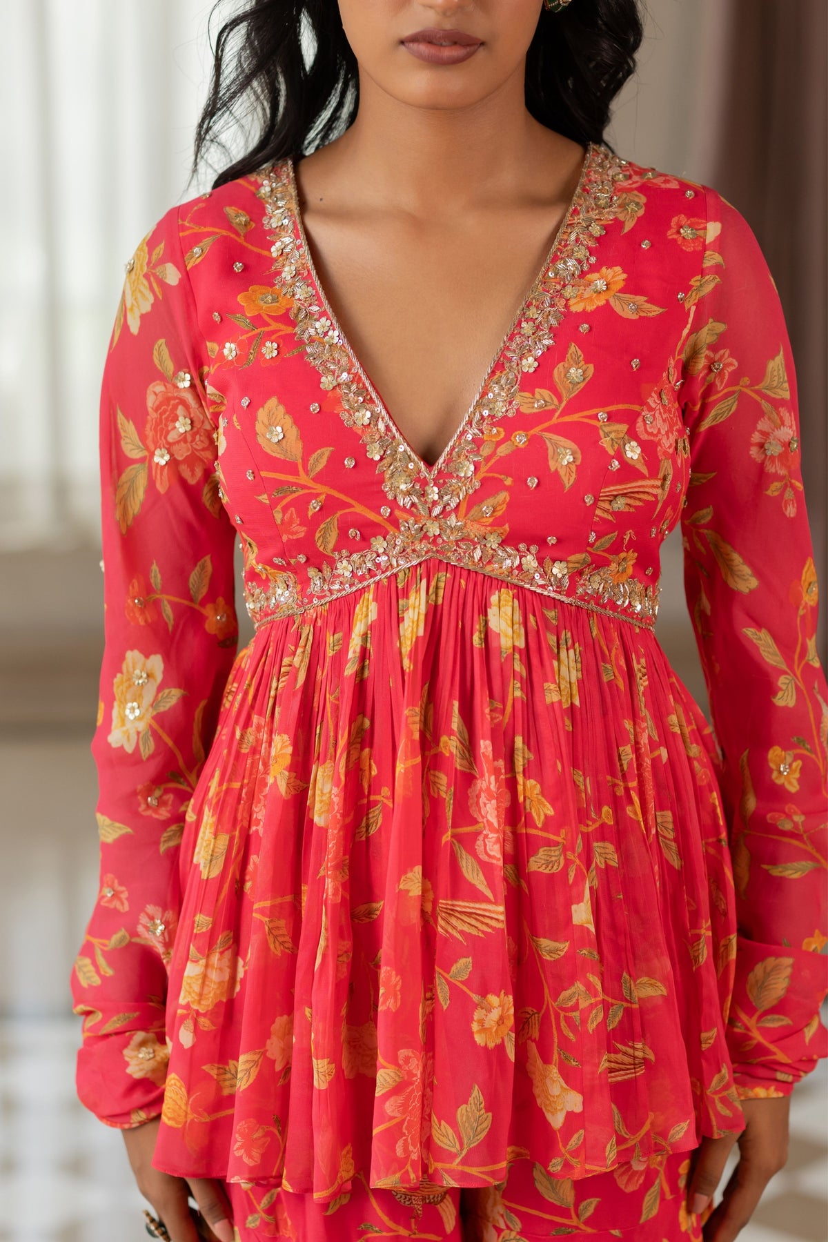 Keeva Red Sharara Set