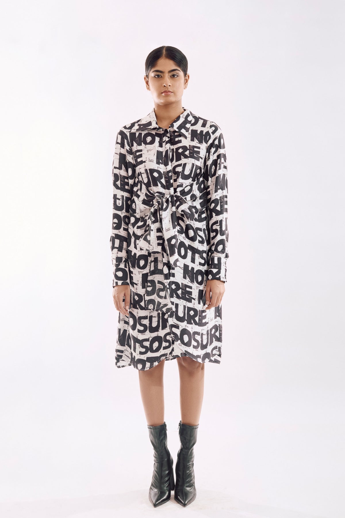 Black White Digital Print Dress