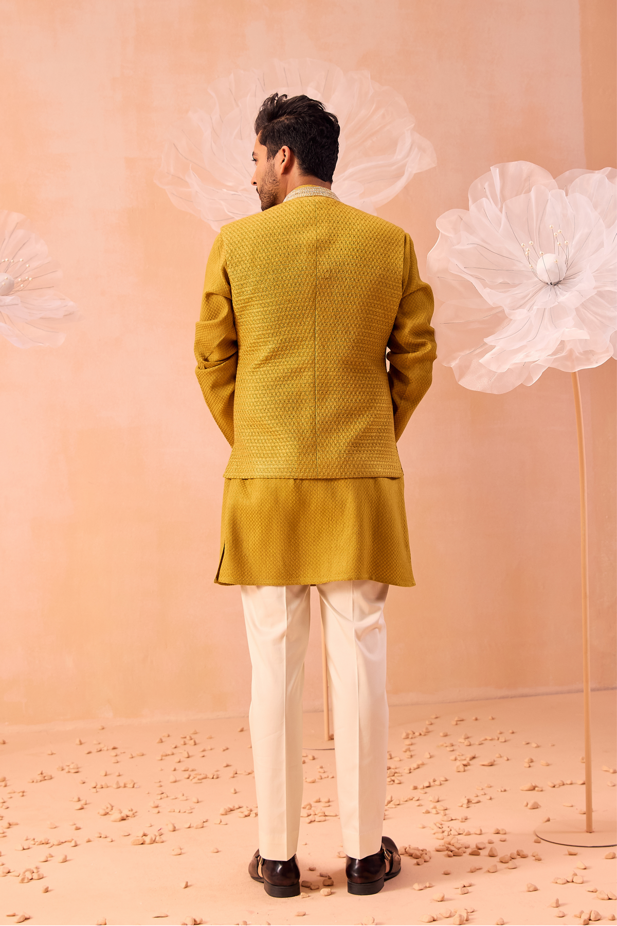 Mustard Quartz Nehru Jacket Set