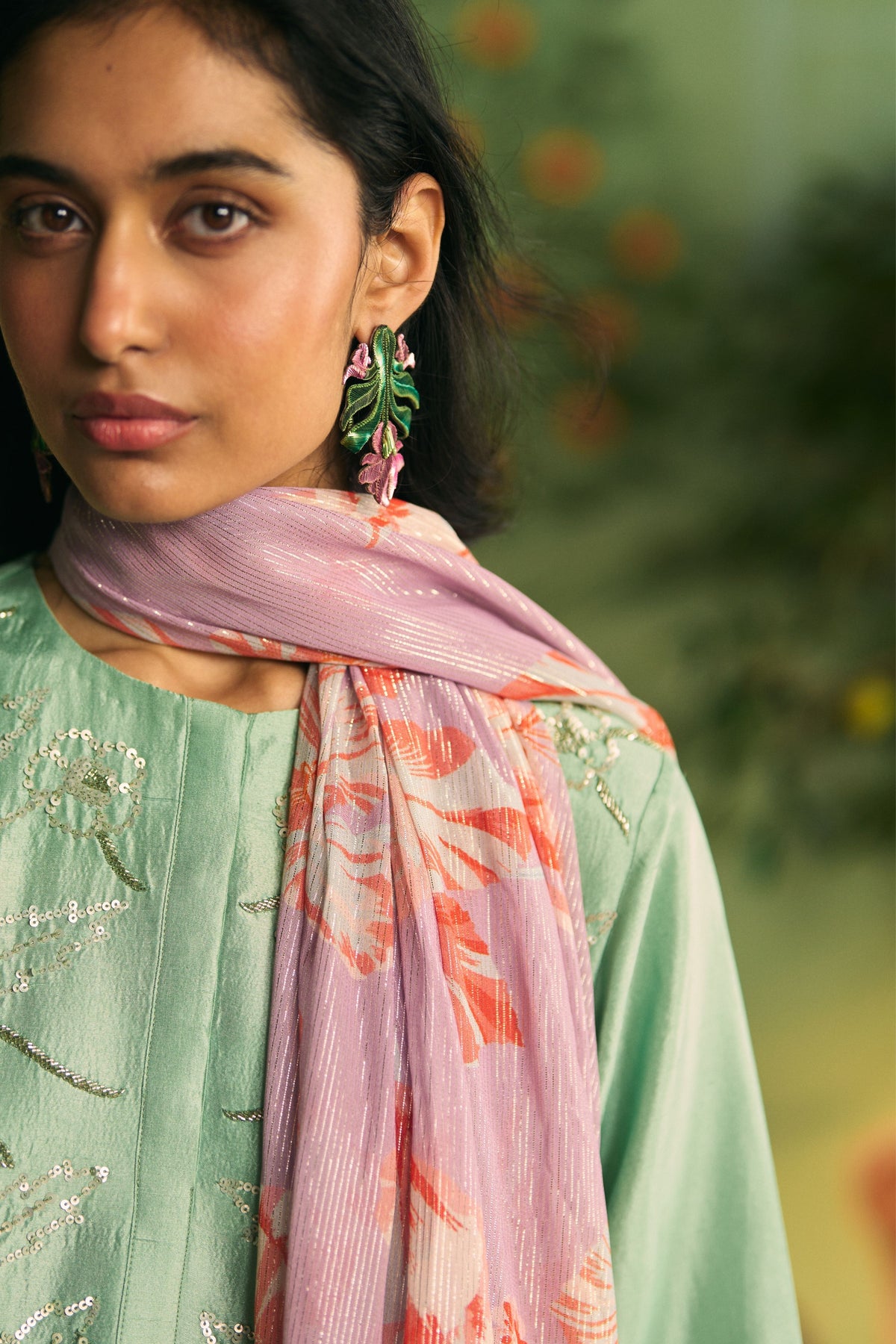 Mint Lilac Bloom Sharara Set