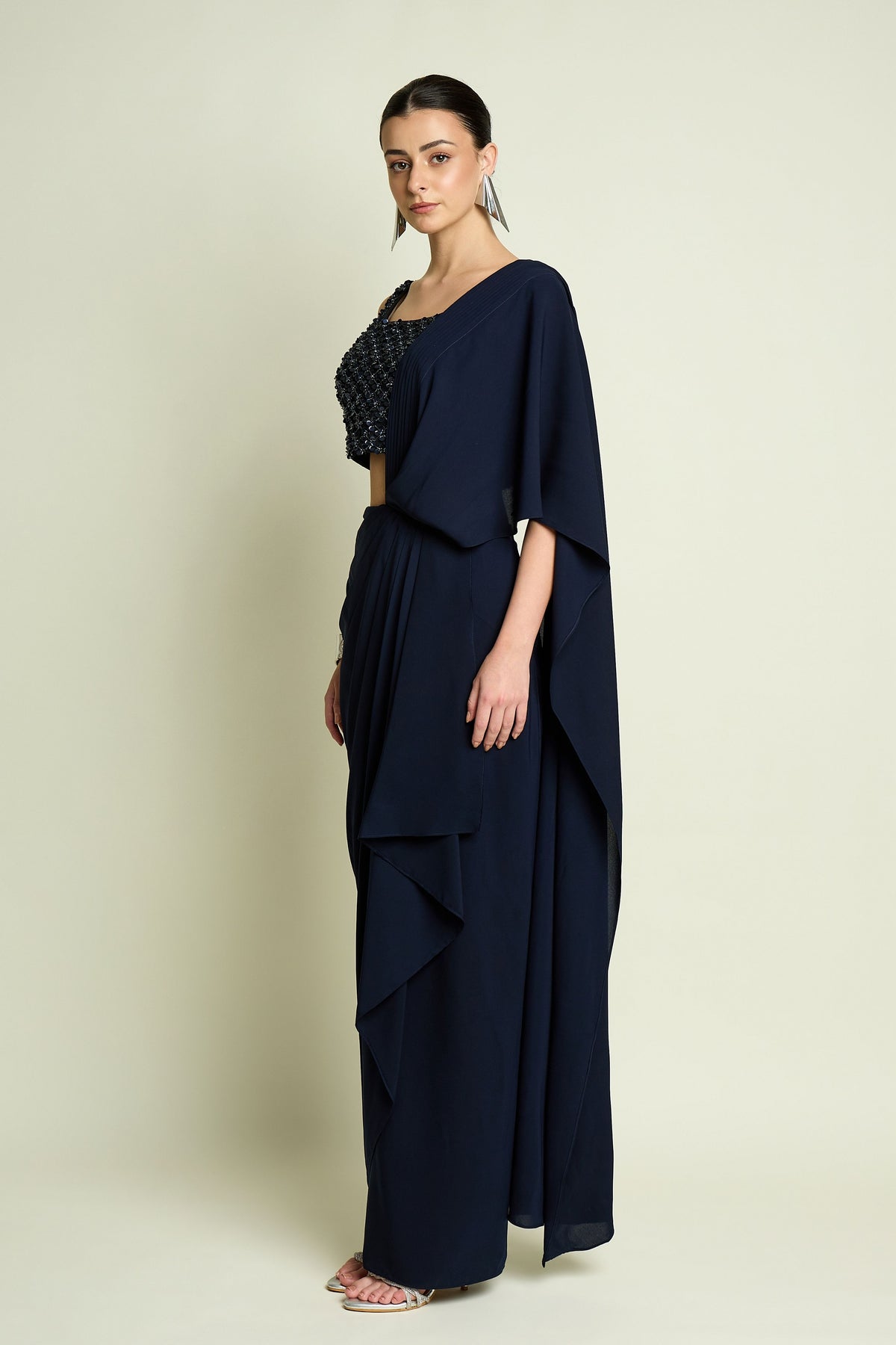 Crystal Draped Saree Set