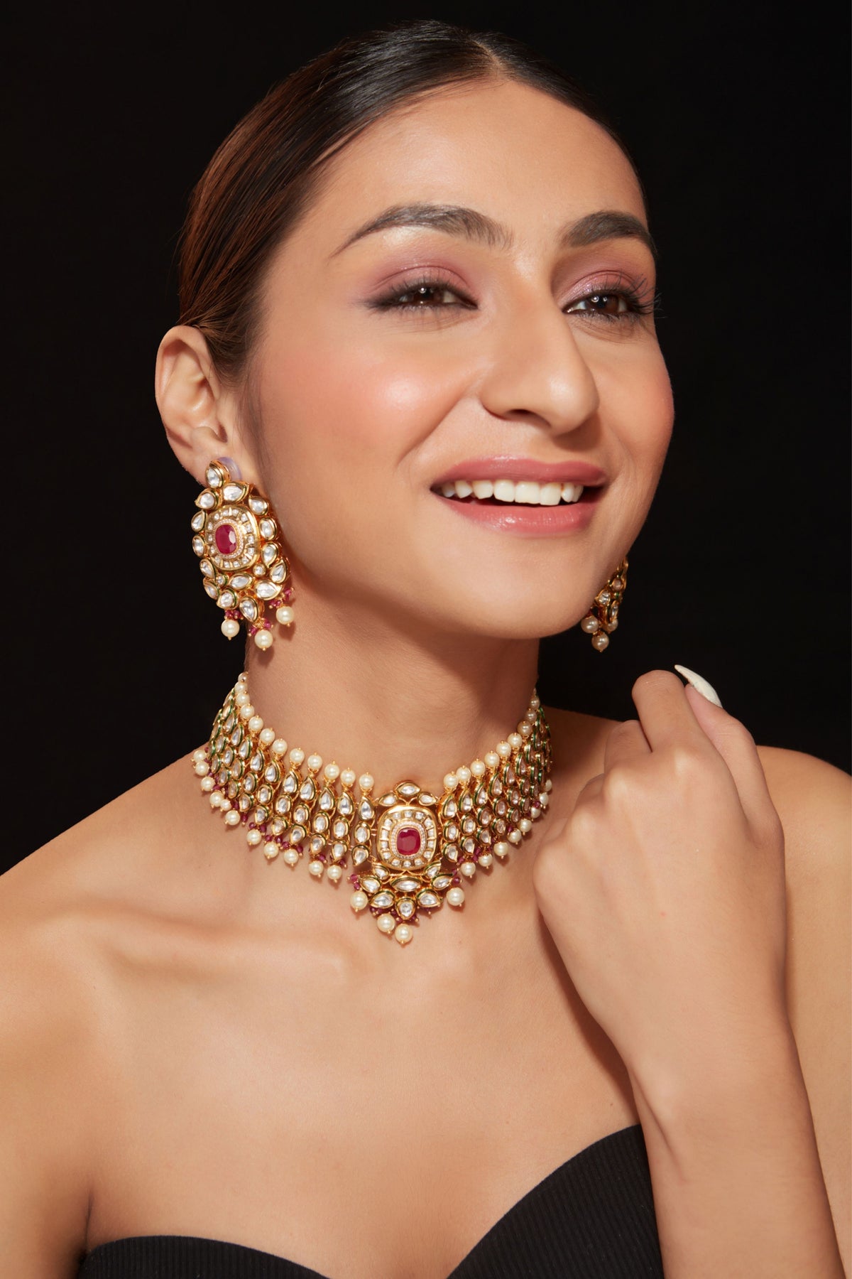 Pink Stone Necklace Set