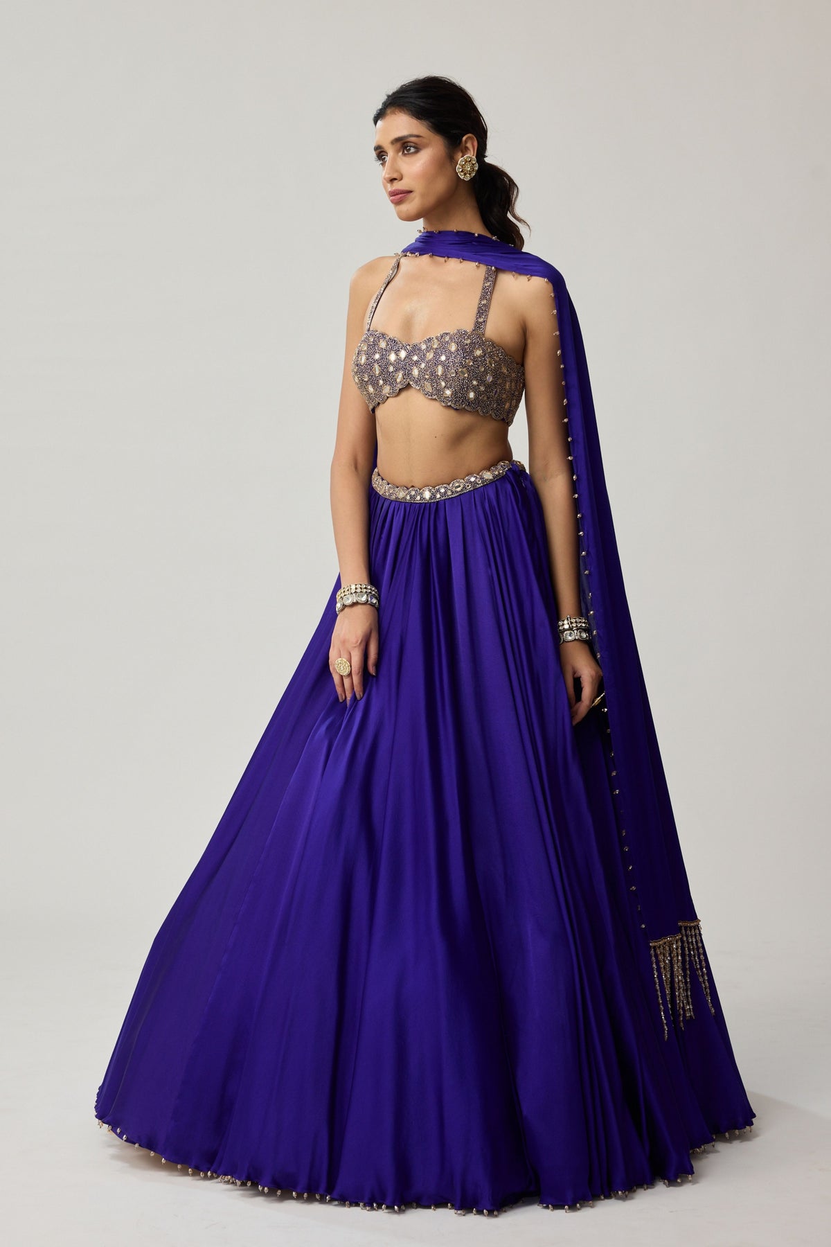 Persian Blue Mirror Lehenga Set