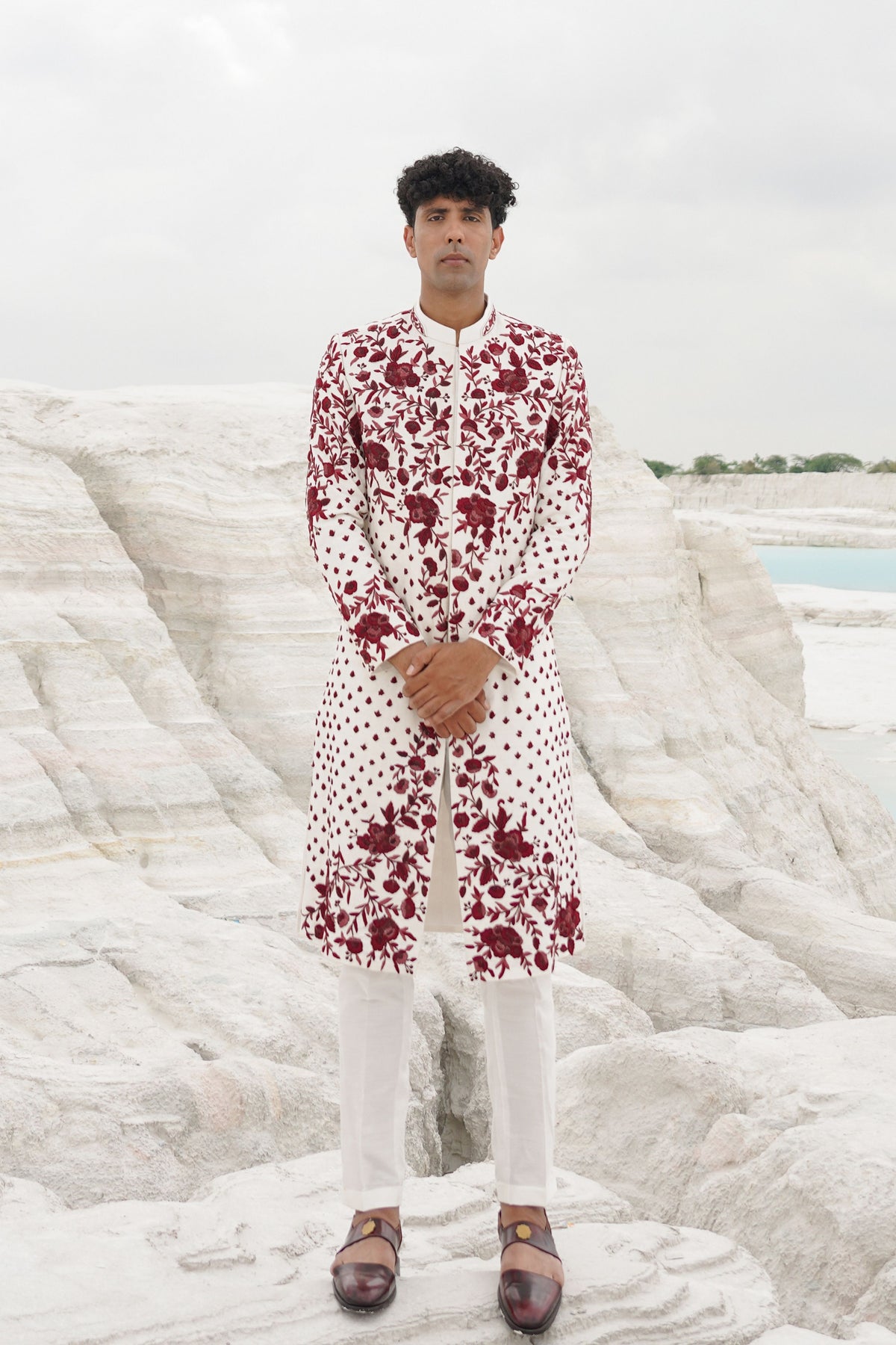 White Sherwani Set