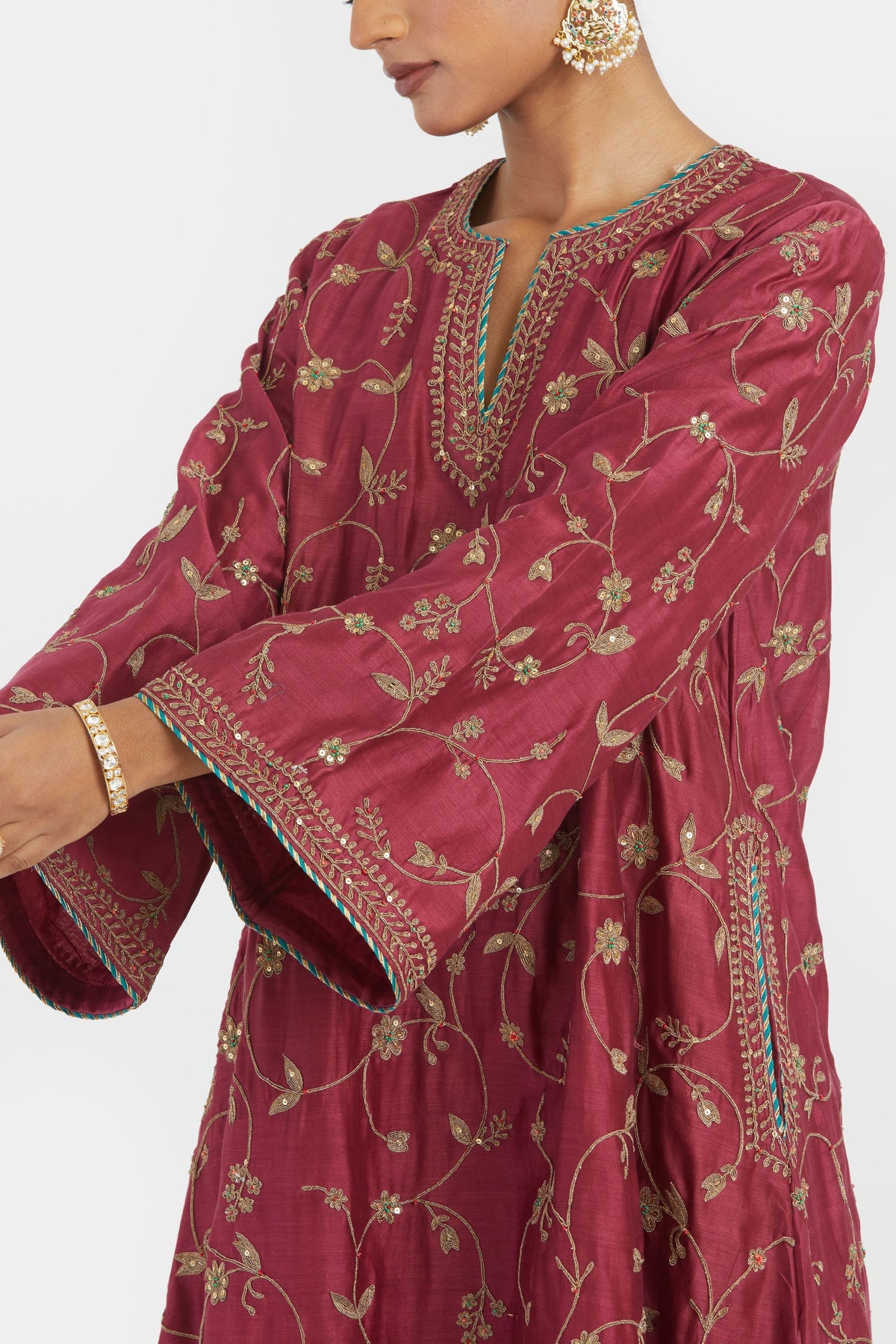 Red A-line Kurta Set