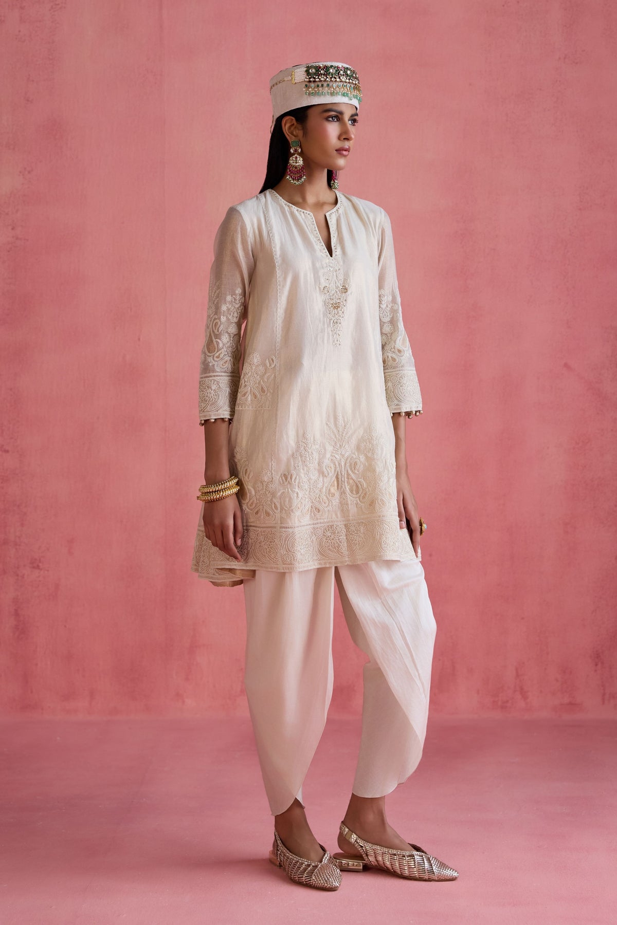 Fiza Ivory Dhoti Set