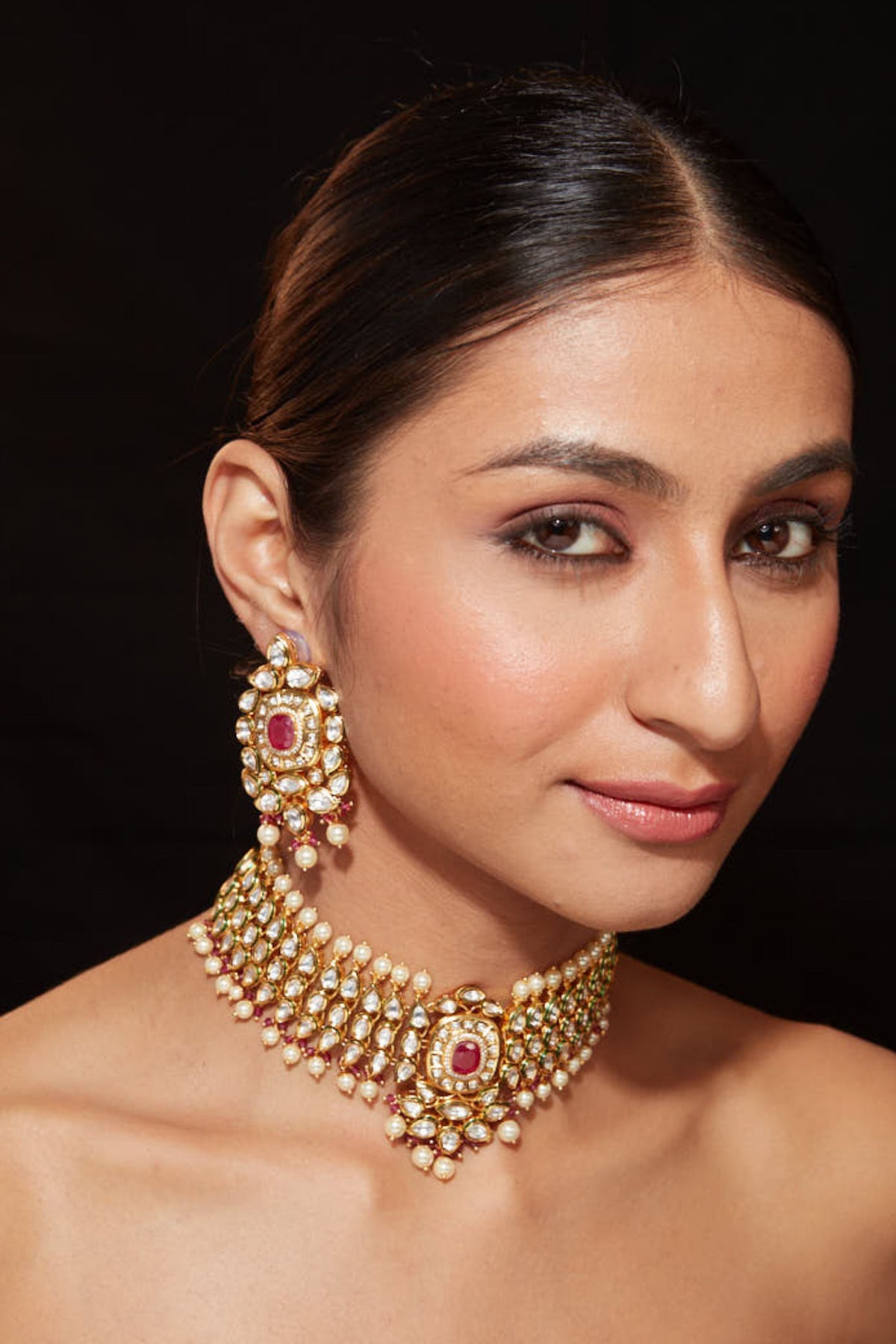 Pink Stone Necklace Set