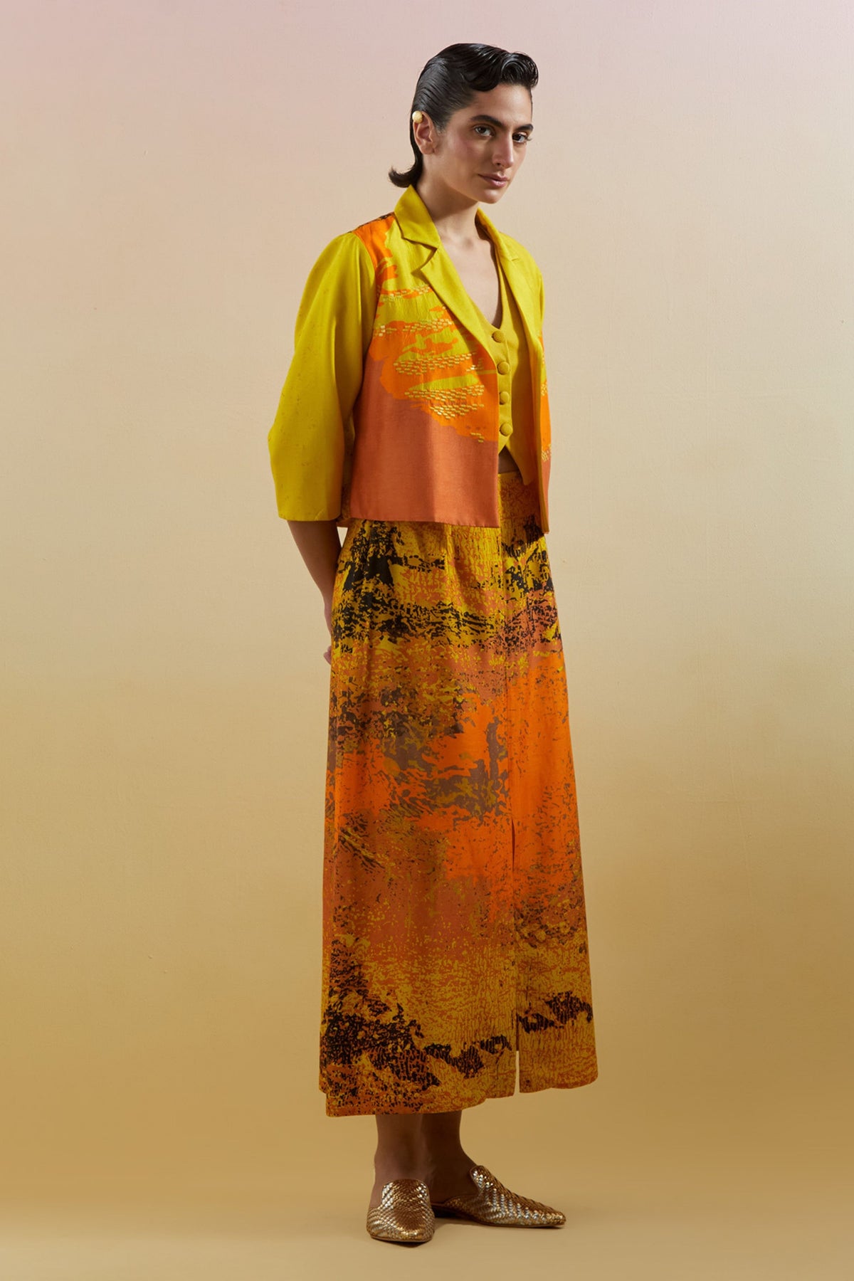 Gliss Yellow & Orange Jacket Set