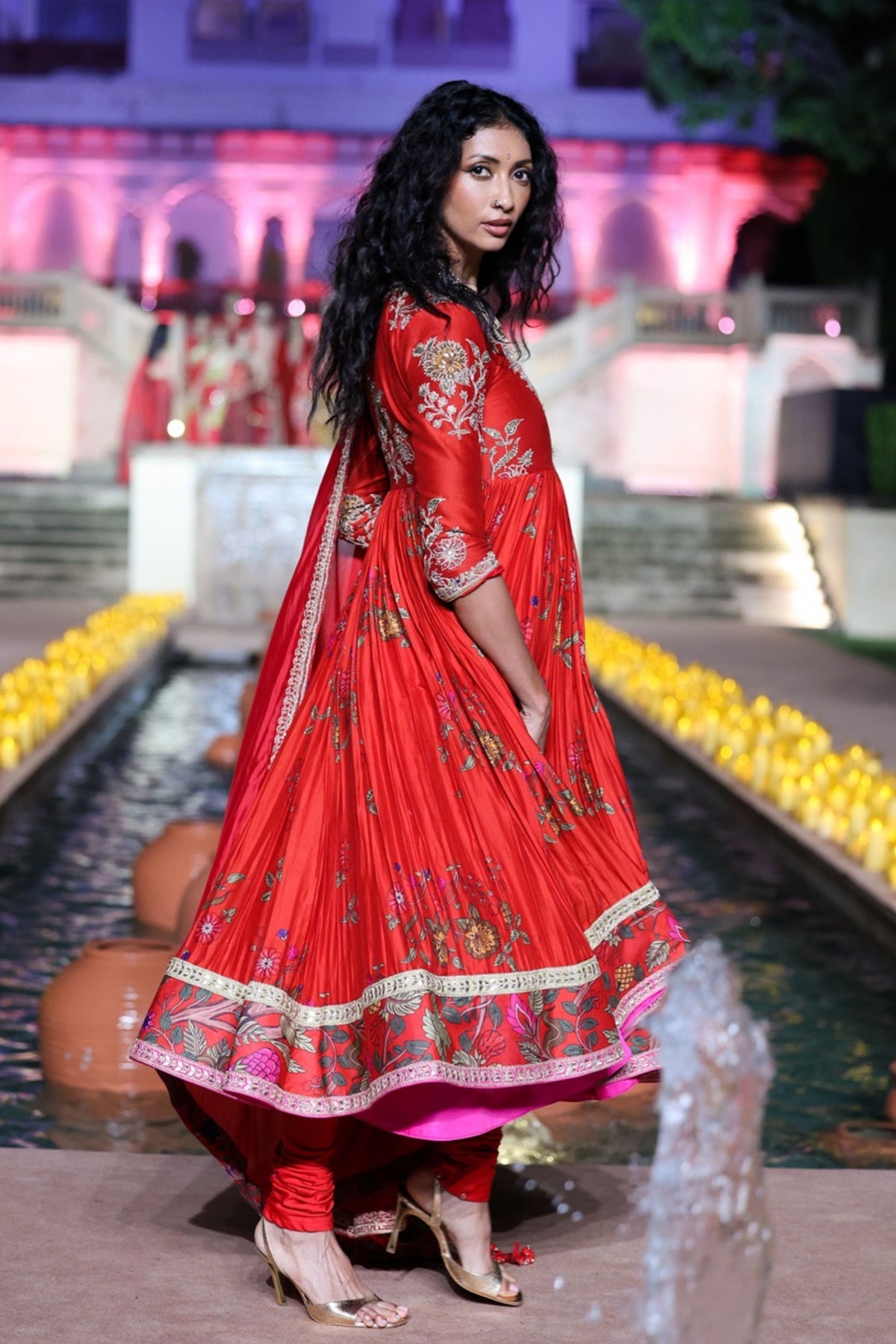 Surkh Laal Marodi Anarkali Set