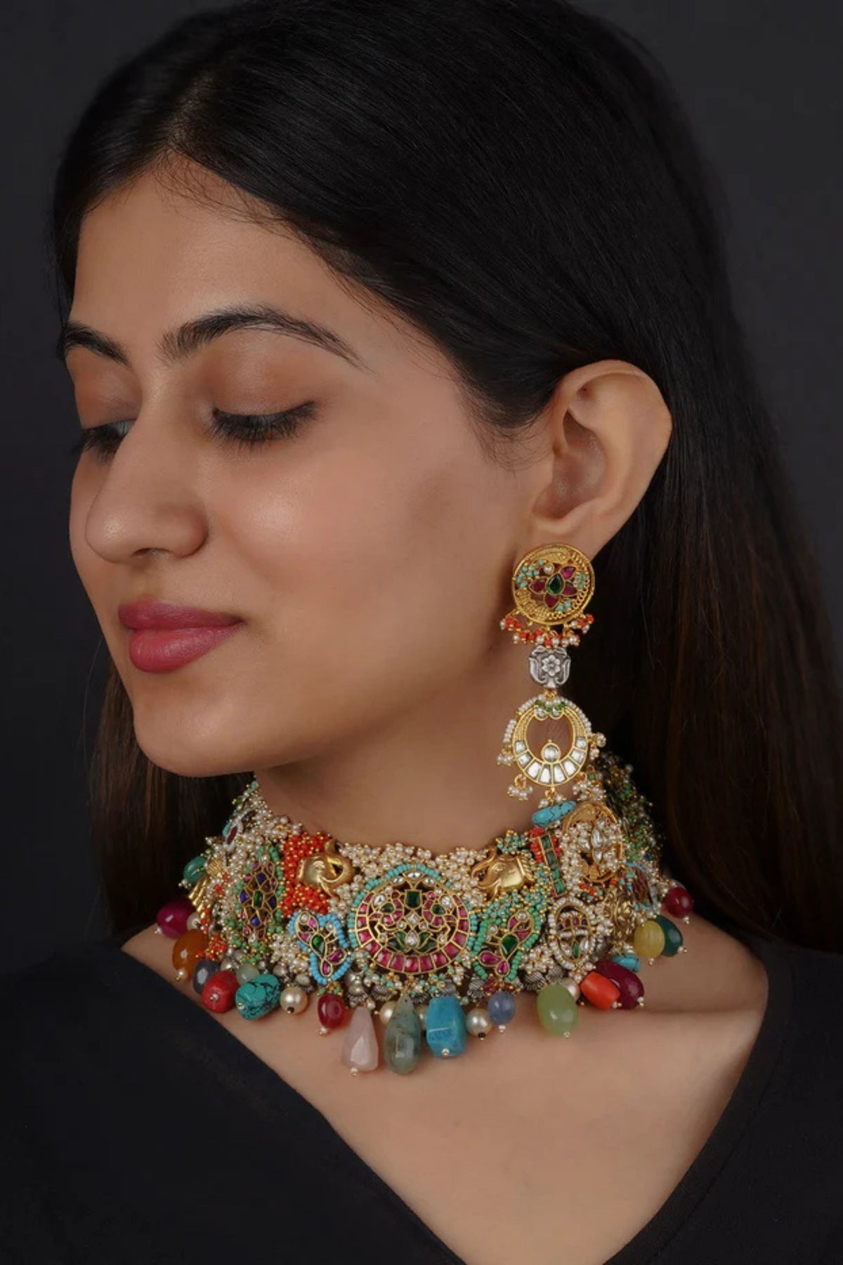Multicolor Tribal Necklace Set