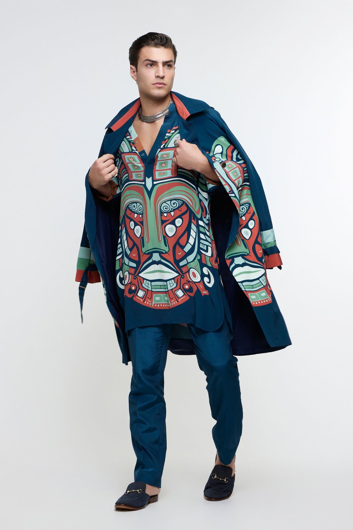 Midnight Blue Rolled Up Kurta
