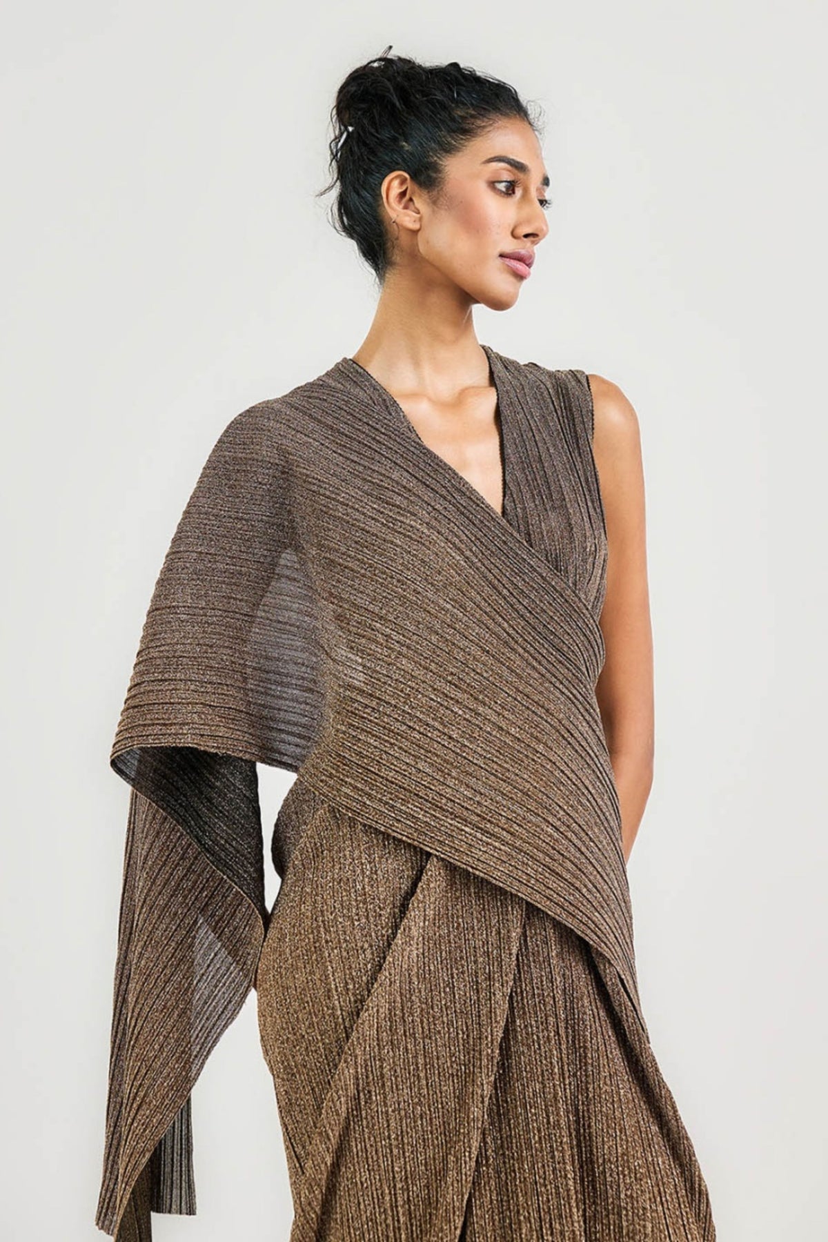 The Gold Crinkle Drape Dress