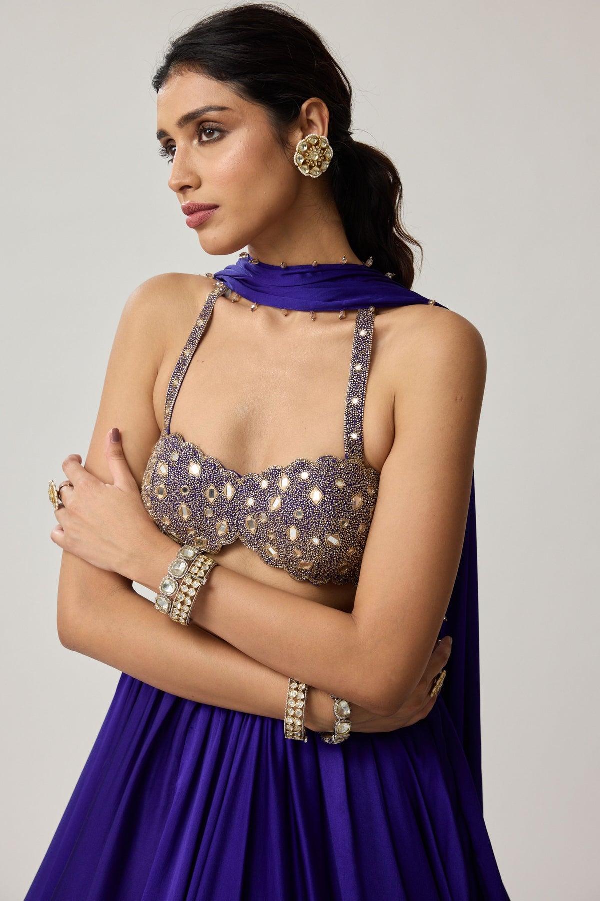 Persian Blue Mirror Lehenga Set