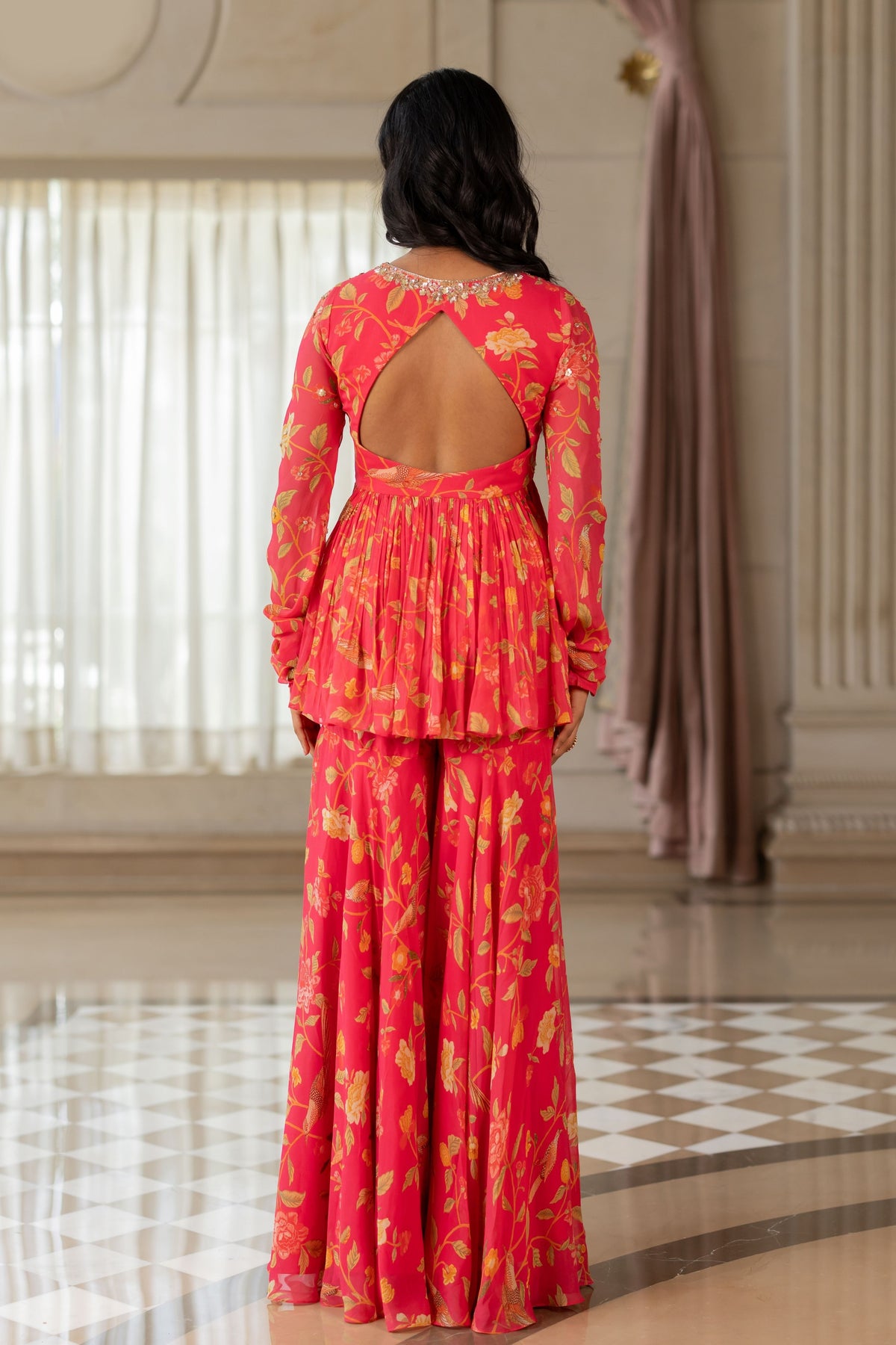 Keeva Red Sharara Set