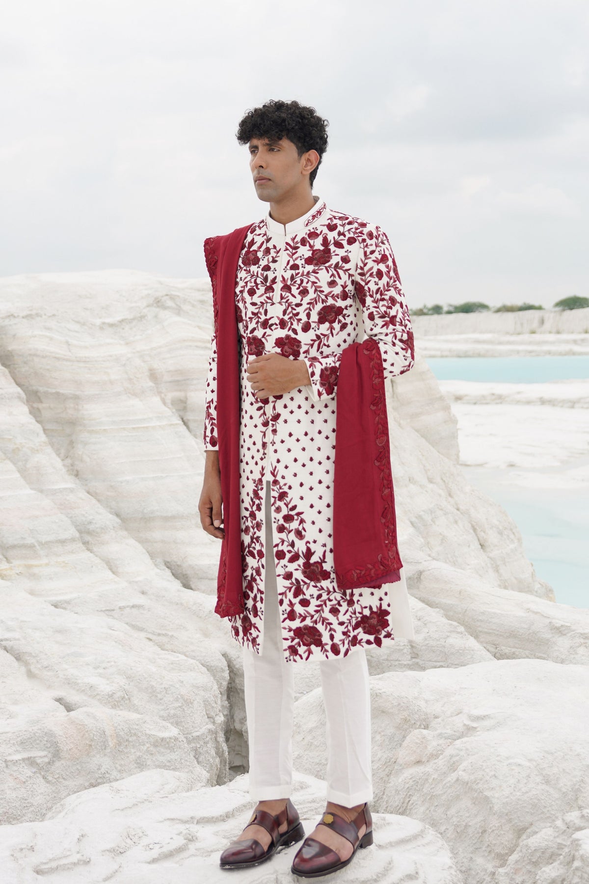 White Sherwani Set