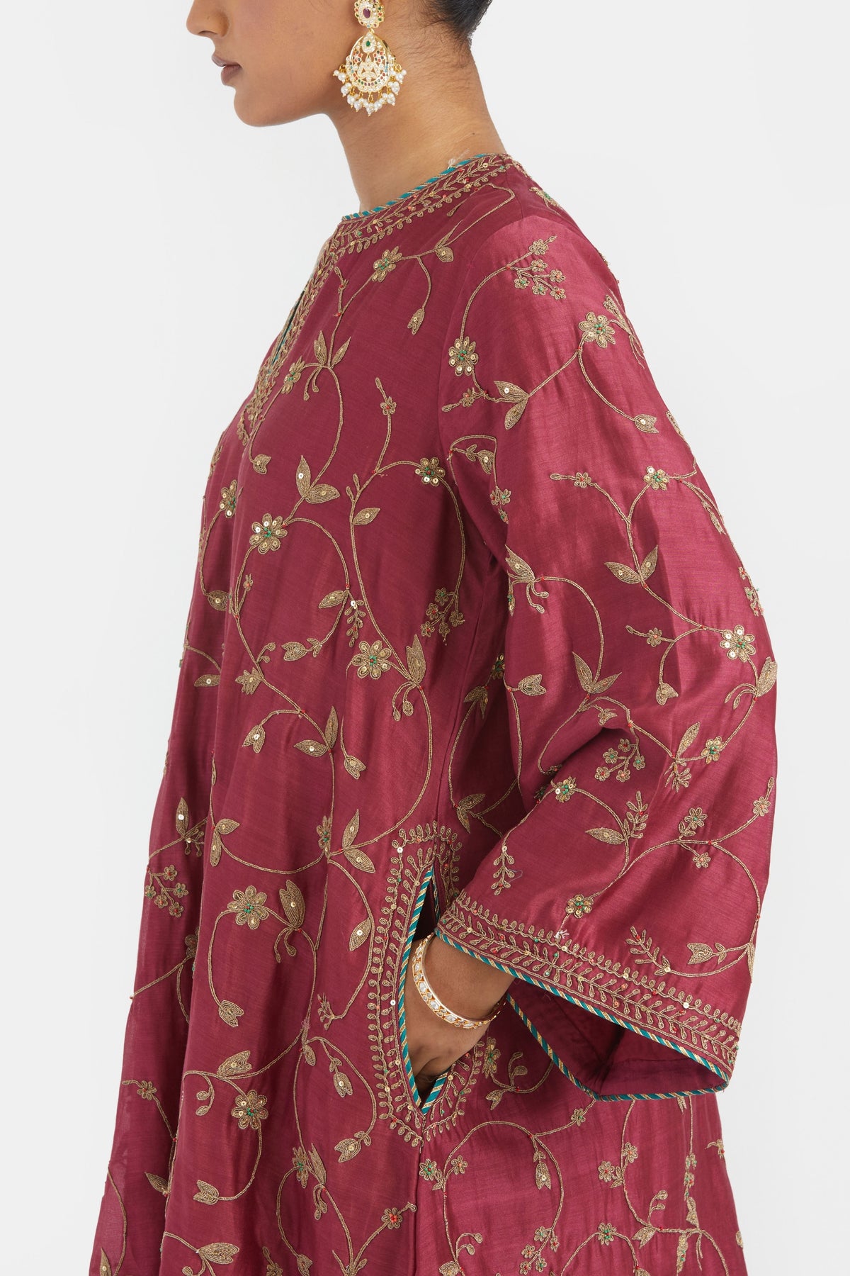 Red A-line Kurta Set