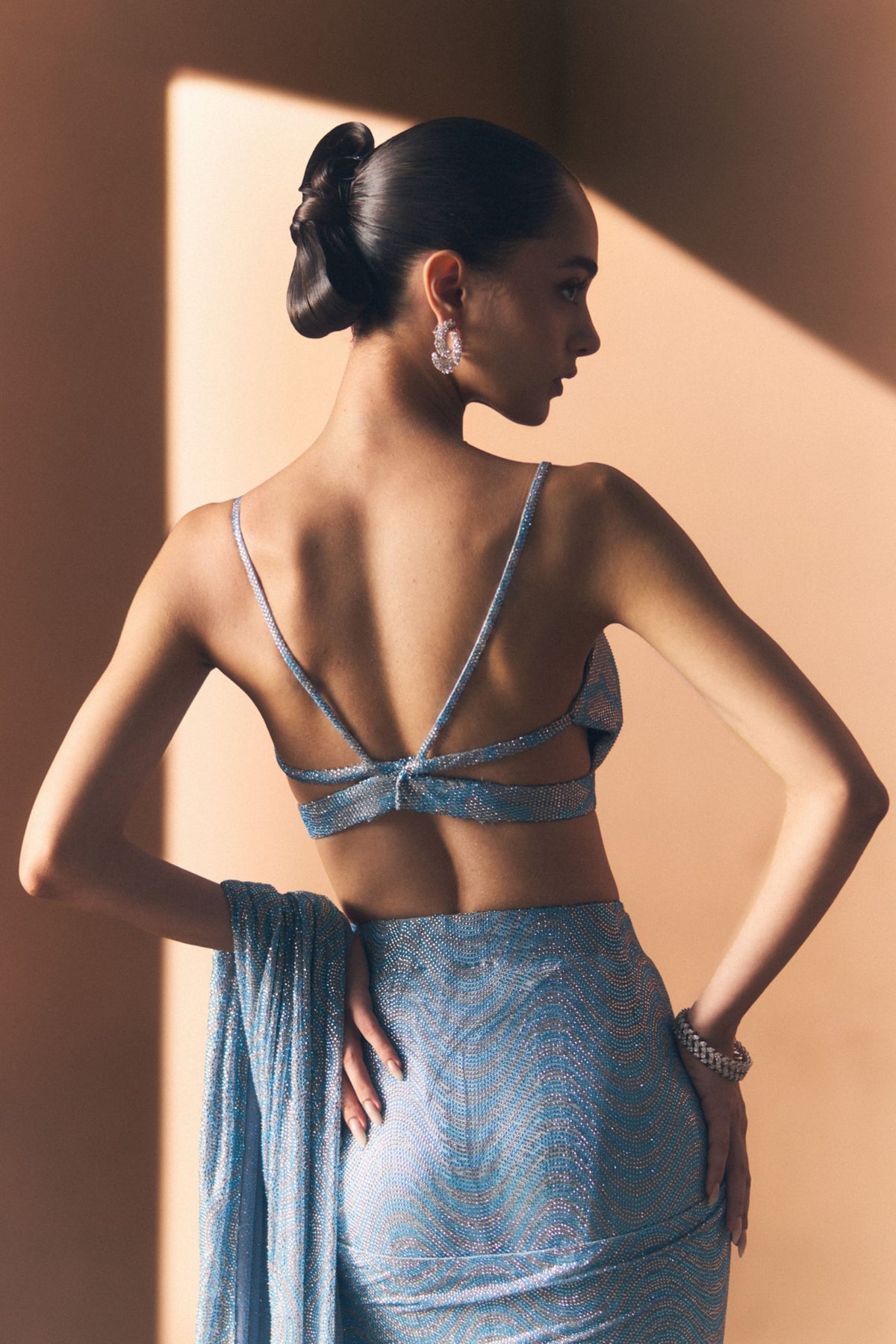 Cobalt Drape Saree Set
