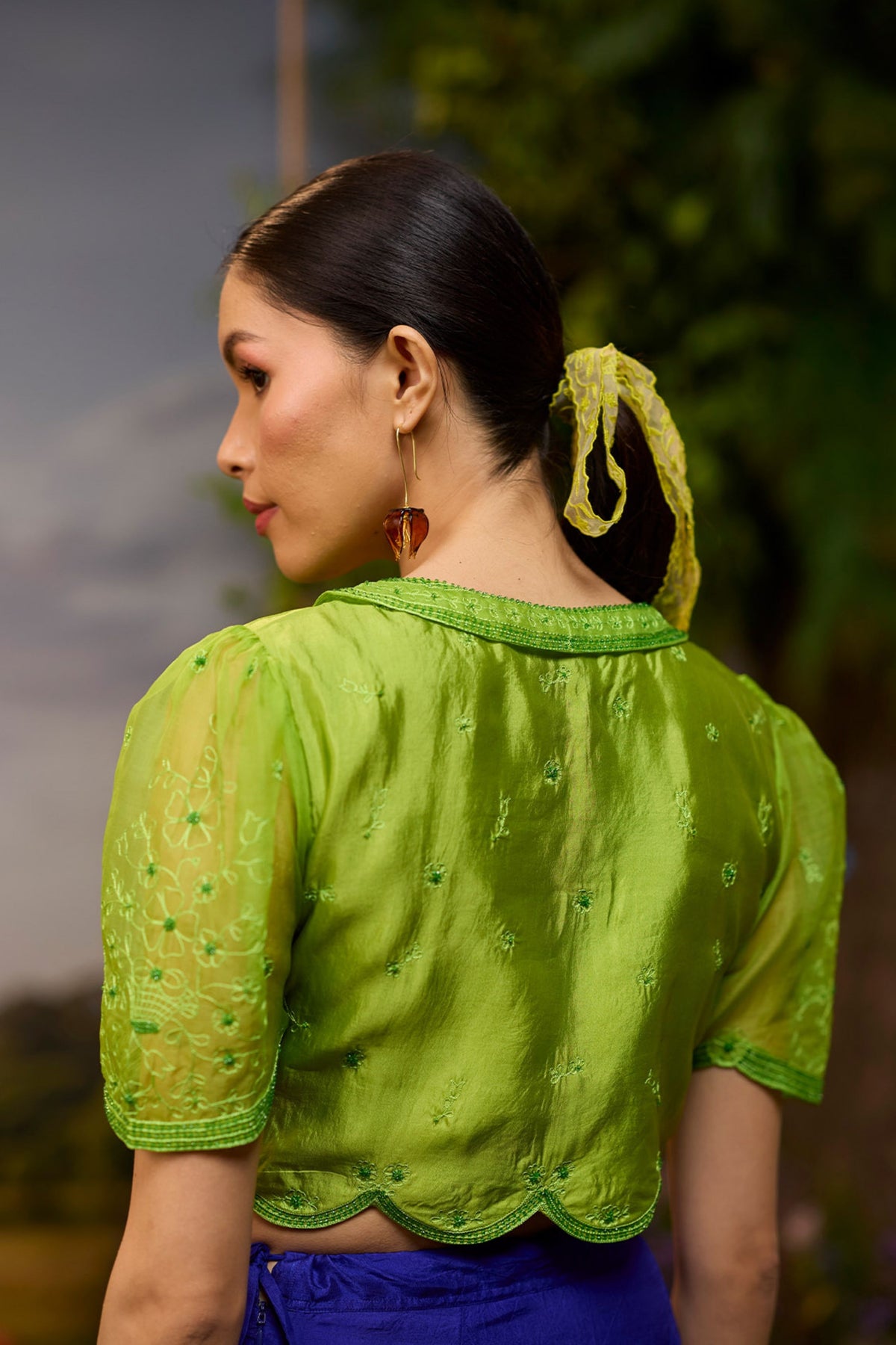 Flutter n Bloom Embroidered Purple Saree