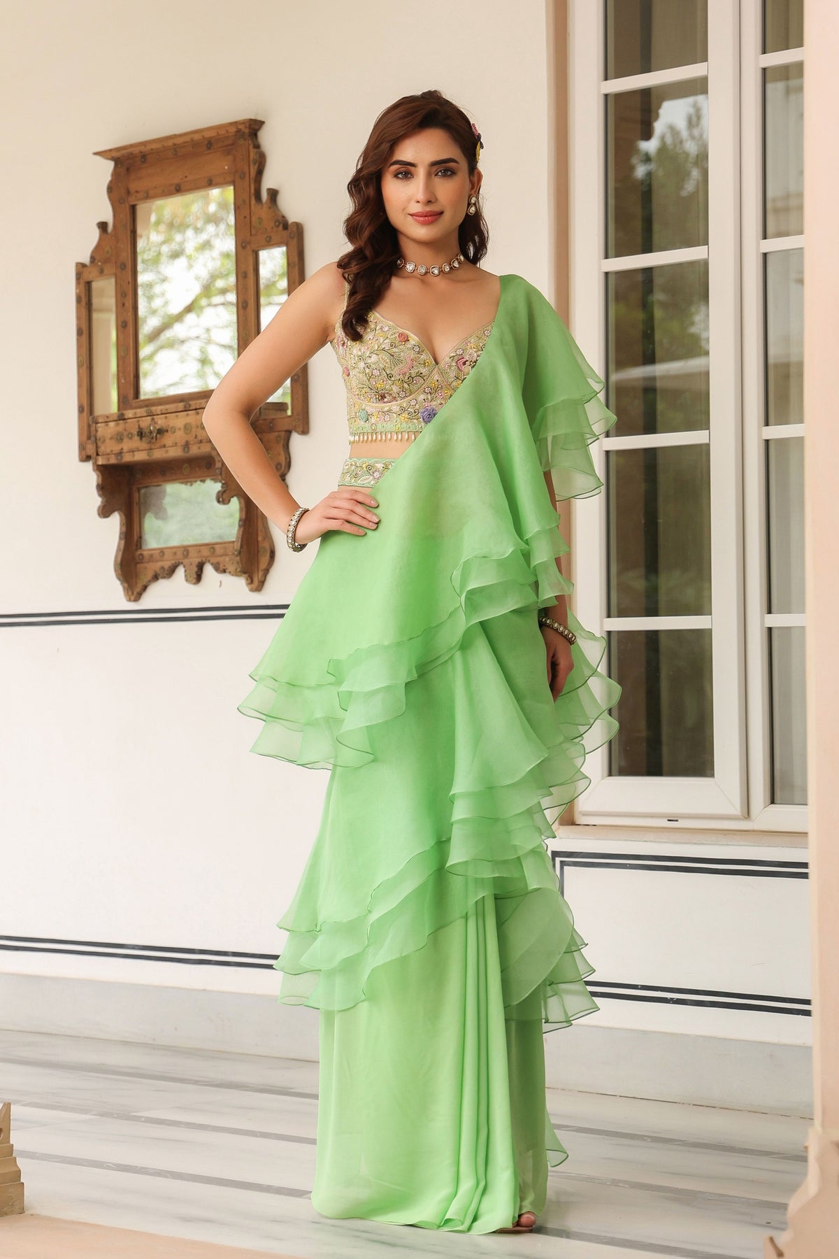 Gulzar Ruffle Saree Set