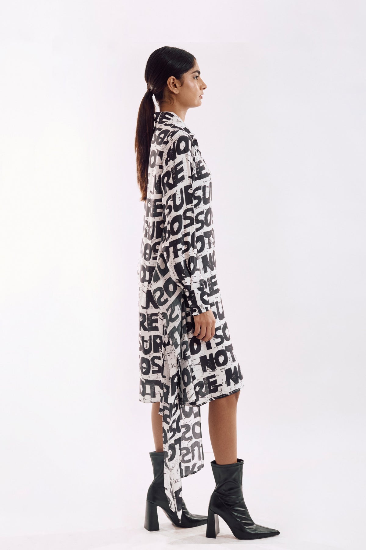 Black White Digital Print Dress