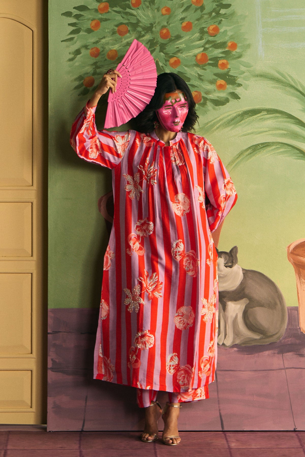 Lavender Red Rhythm Kurta Set