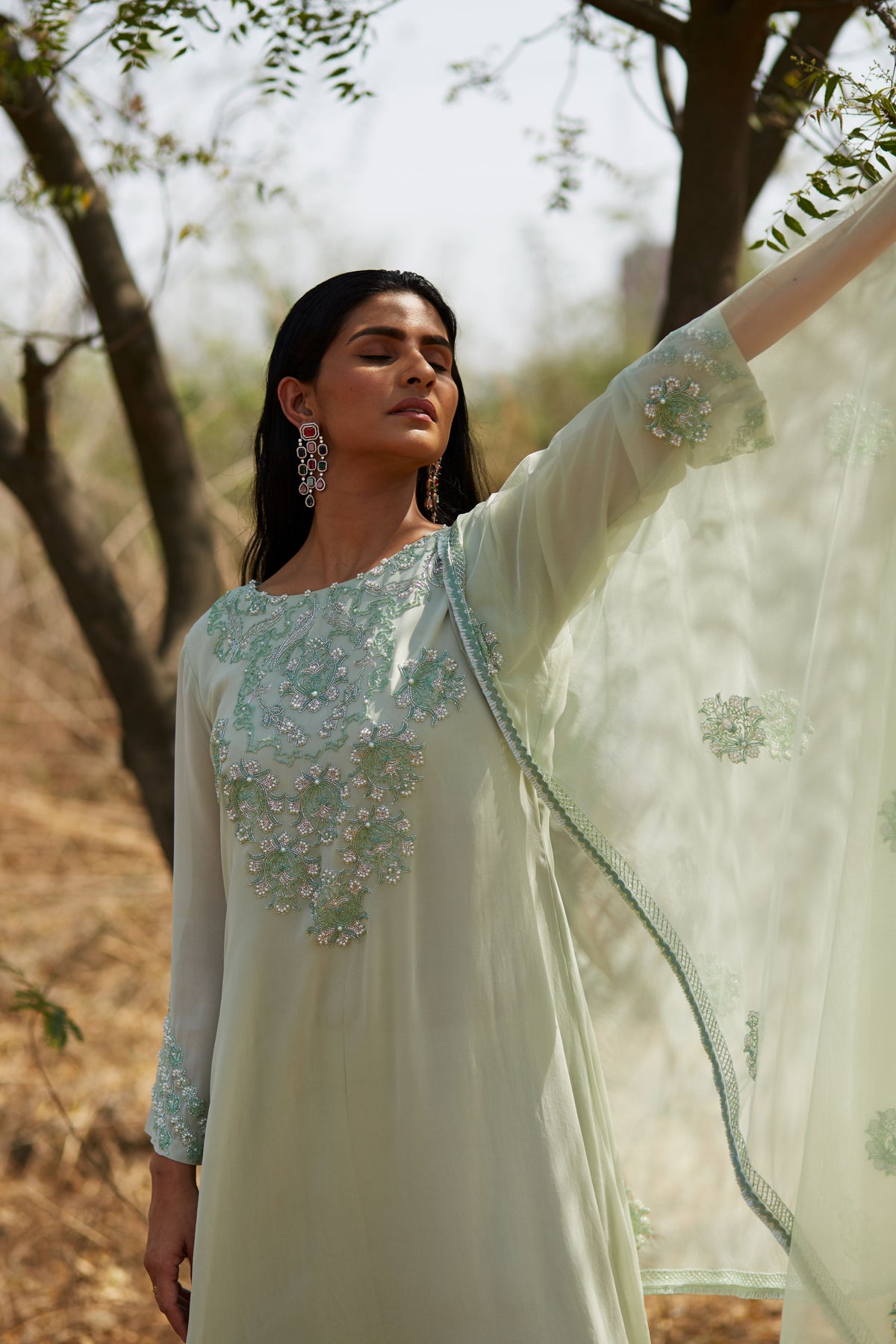 Pale green A-line kurta and pallazo set