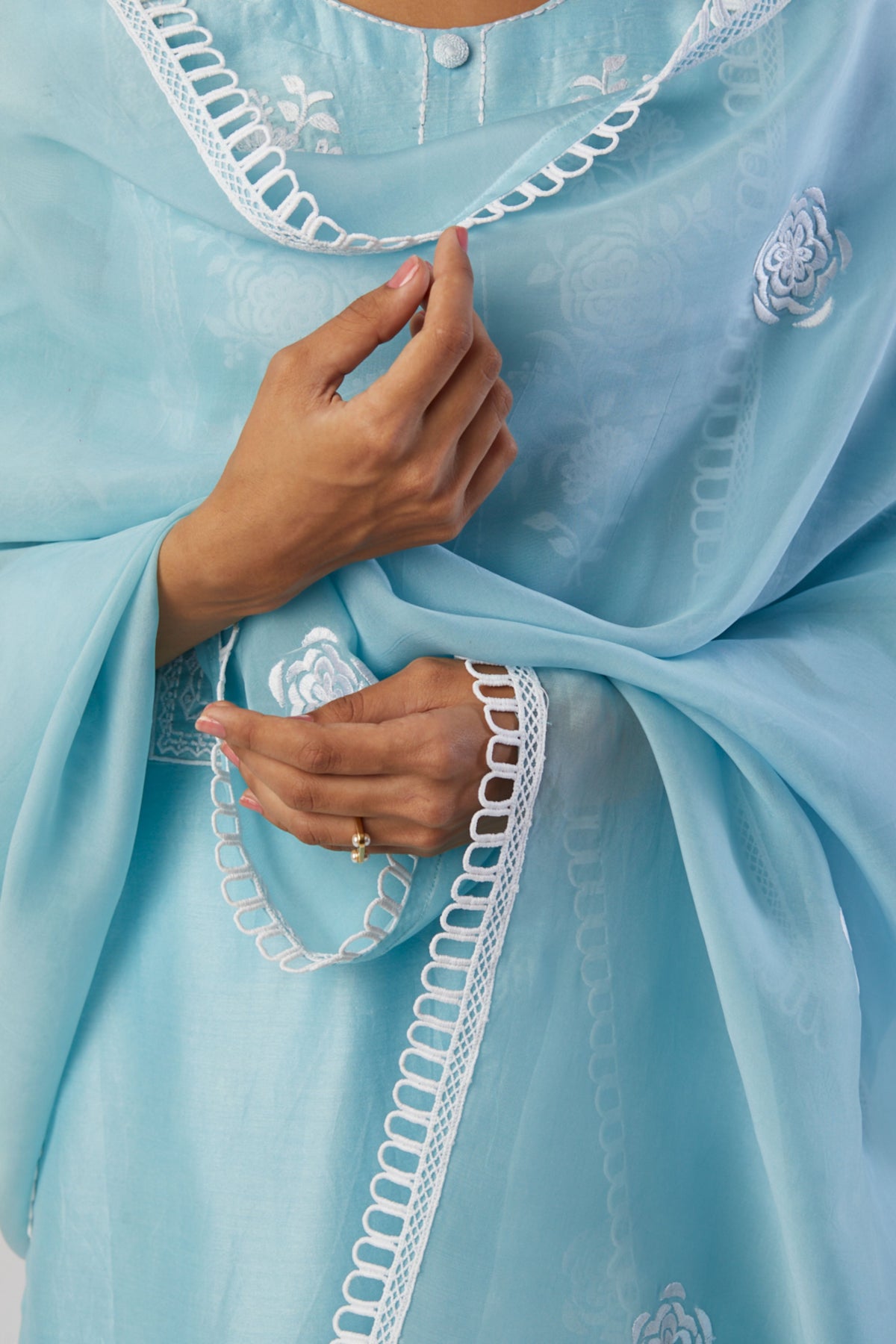 Ice blue boota kurta set