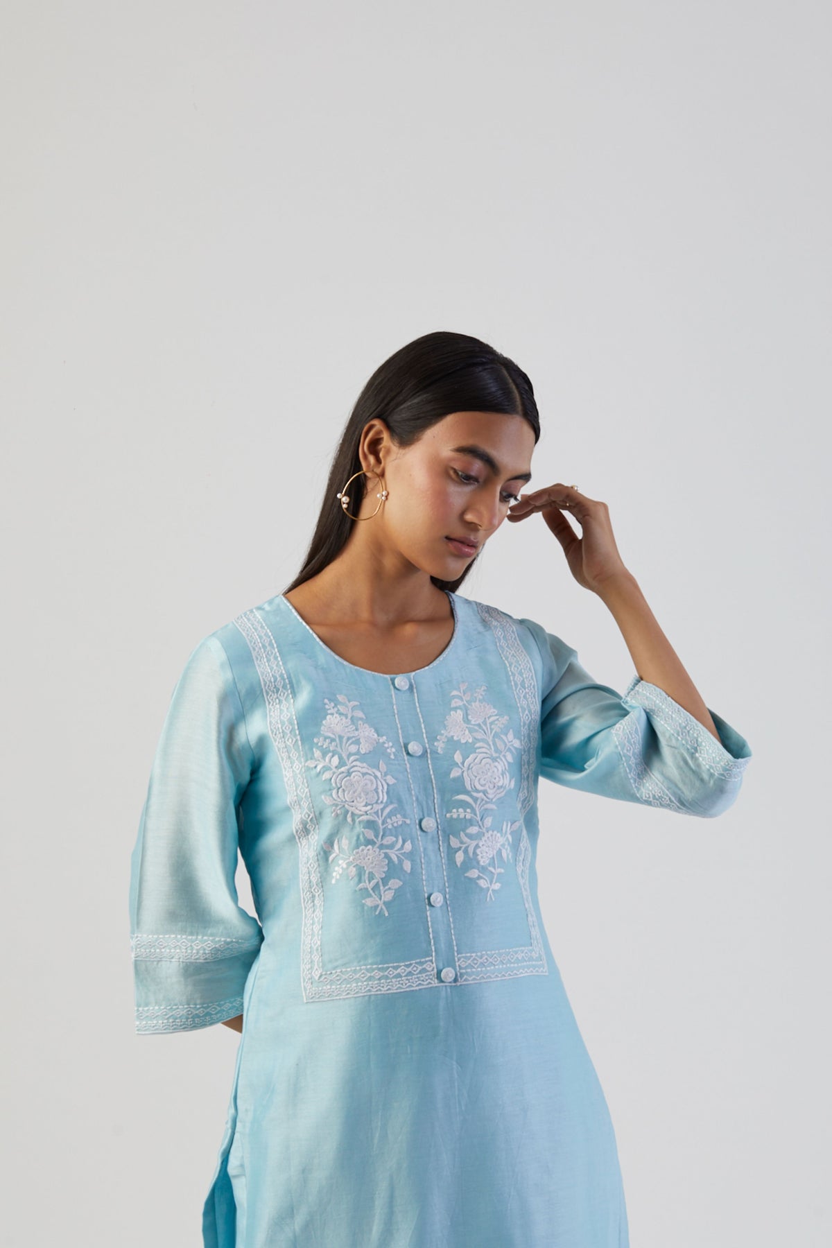 Ice blue boota kurta set