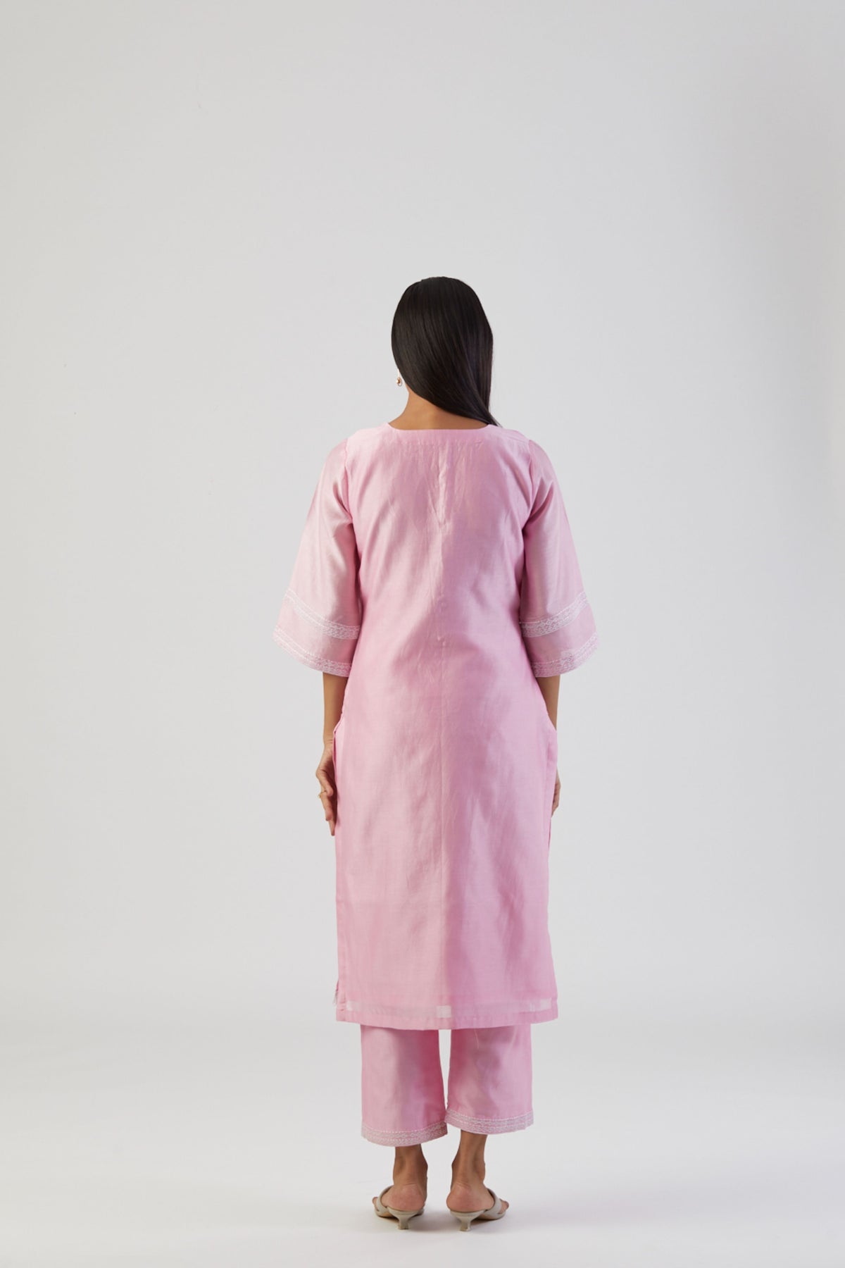 Powder pink boota kurta set