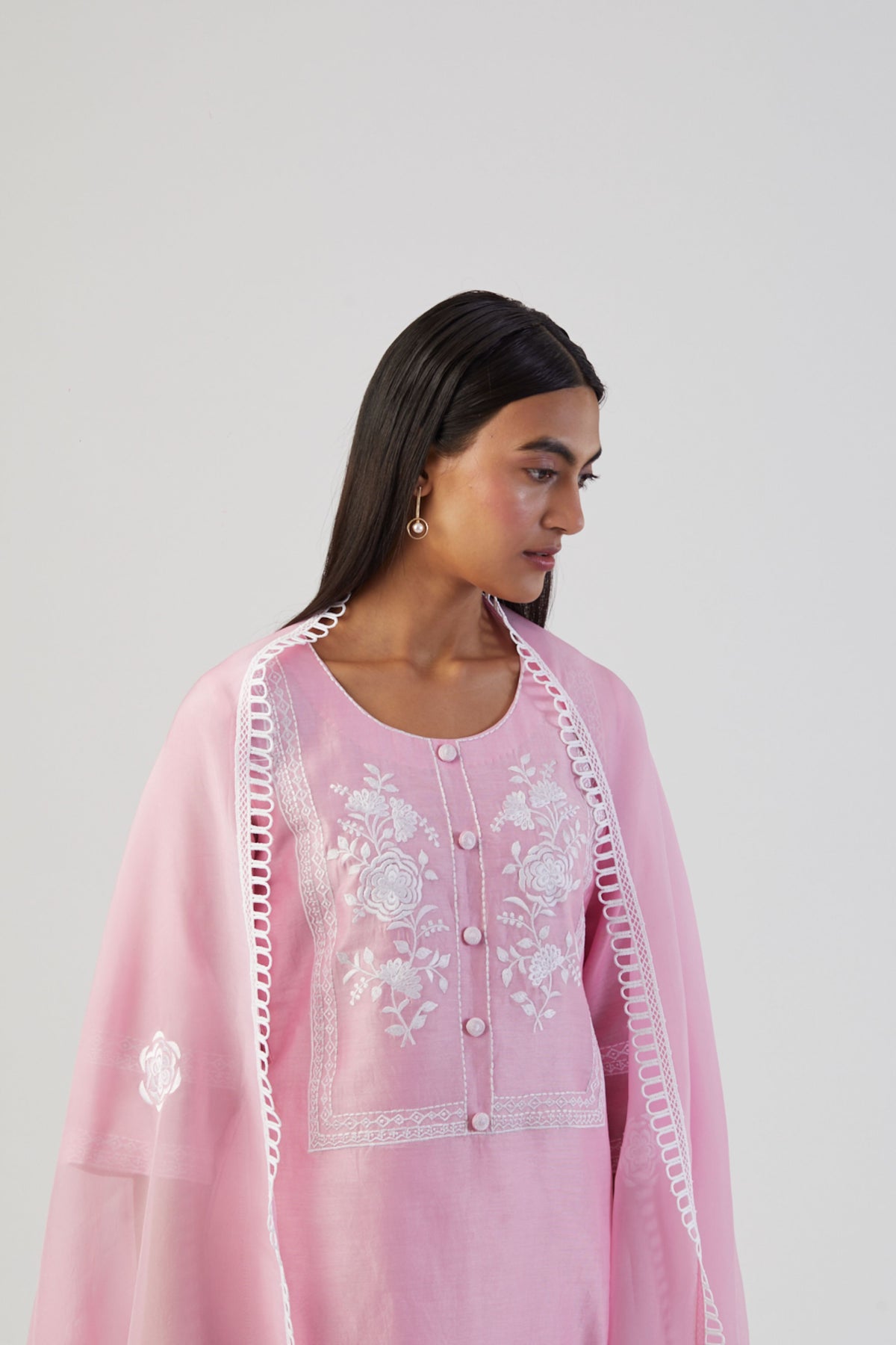 Powder pink boota kurta set