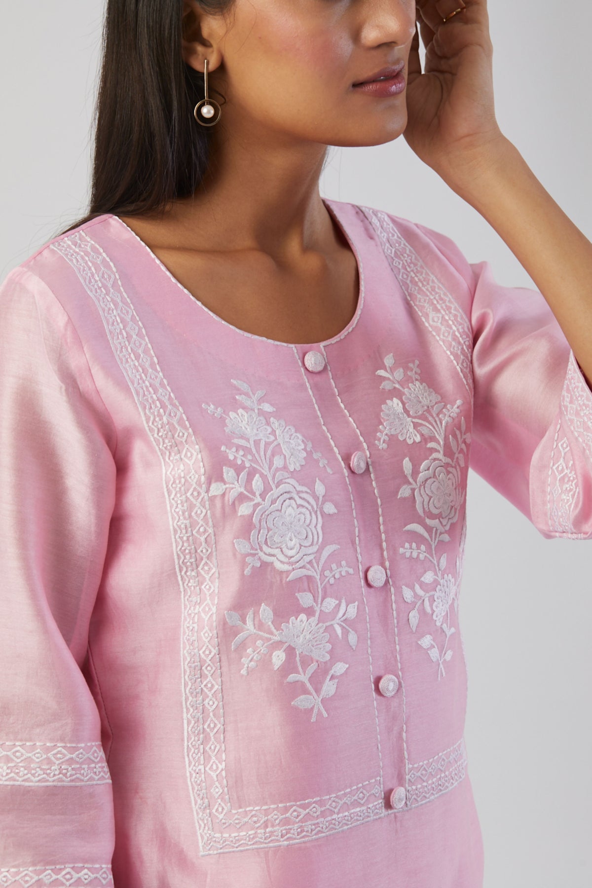 Powder pink boota kurta set