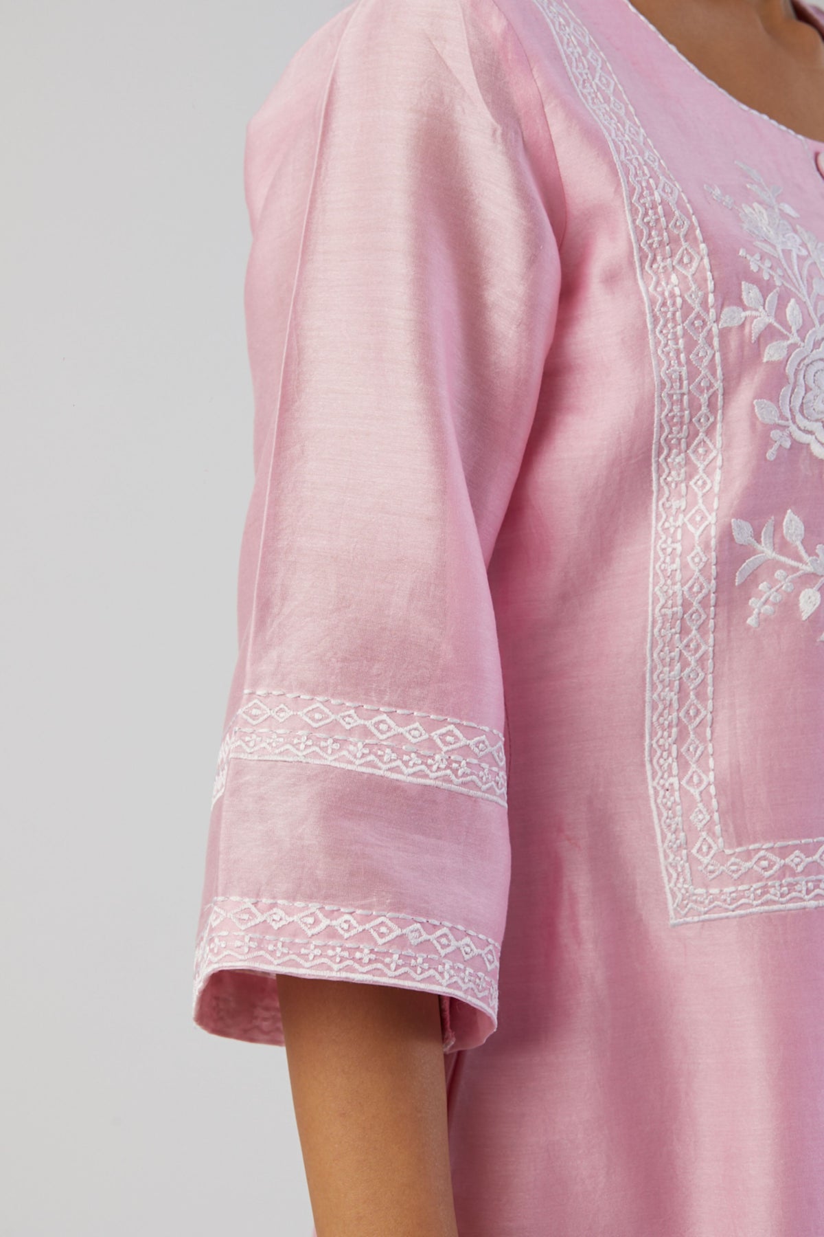 Powder pink boota kurta set