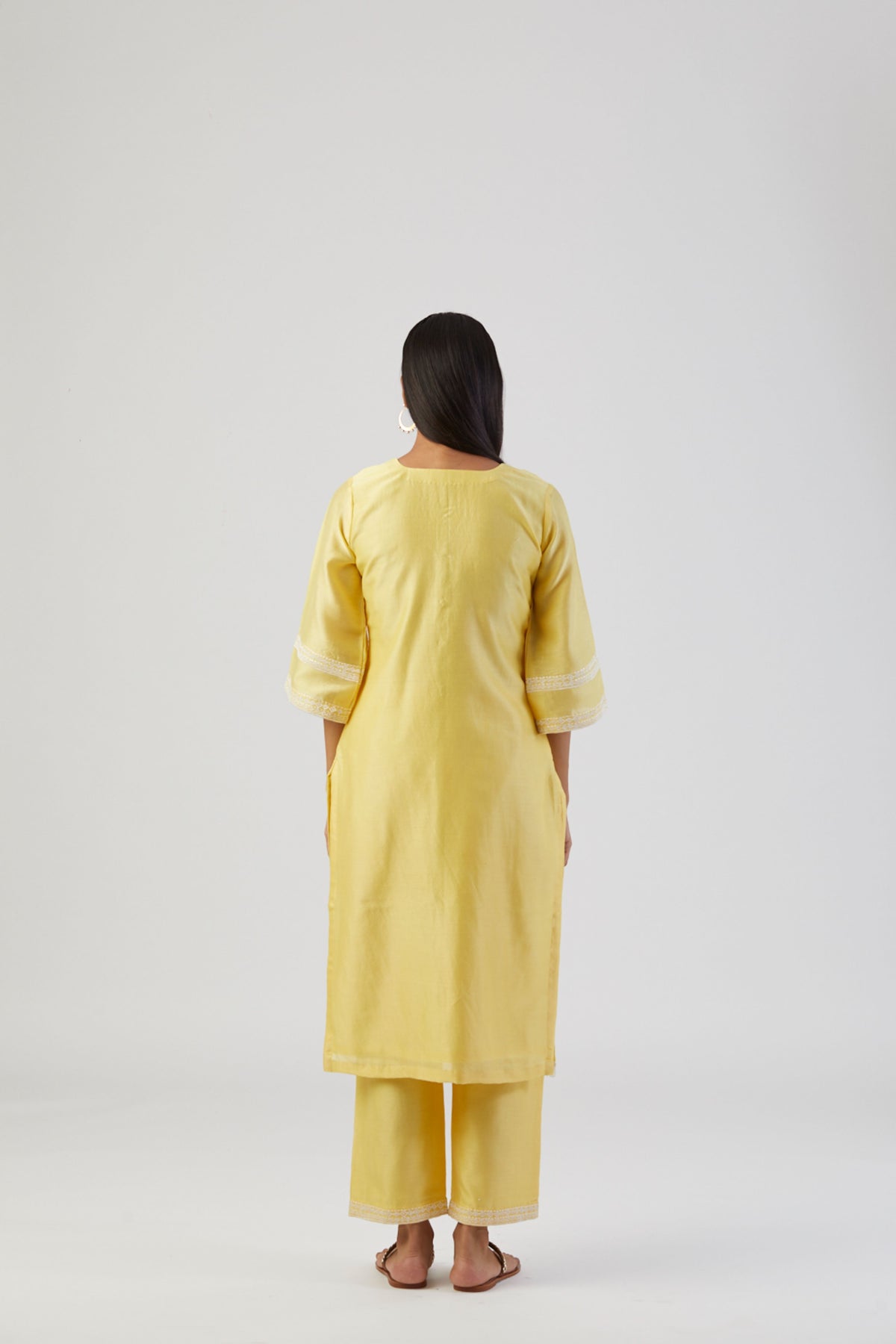 Lemon yellow boota kurta set