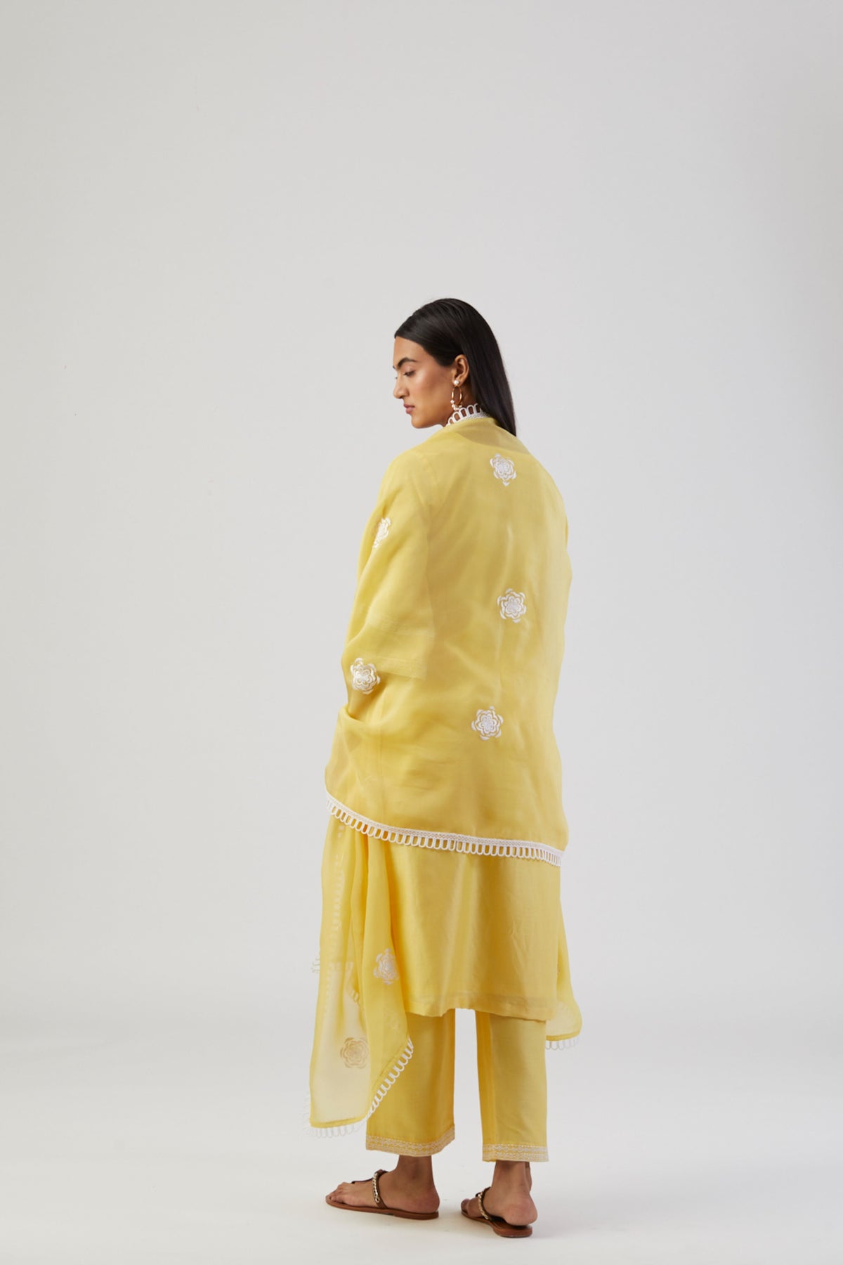 Lemon yellow boota kurta set