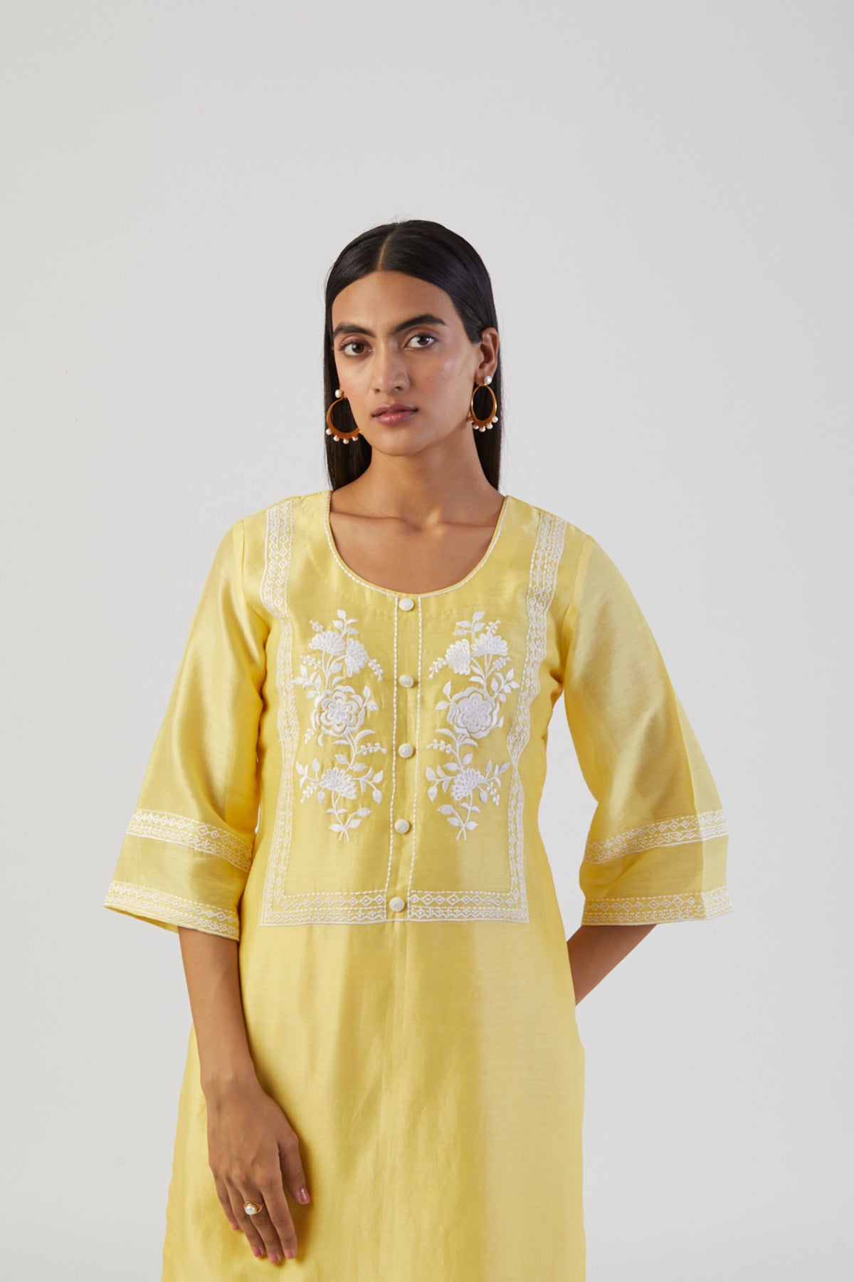 Lemon yellow boota kurta set