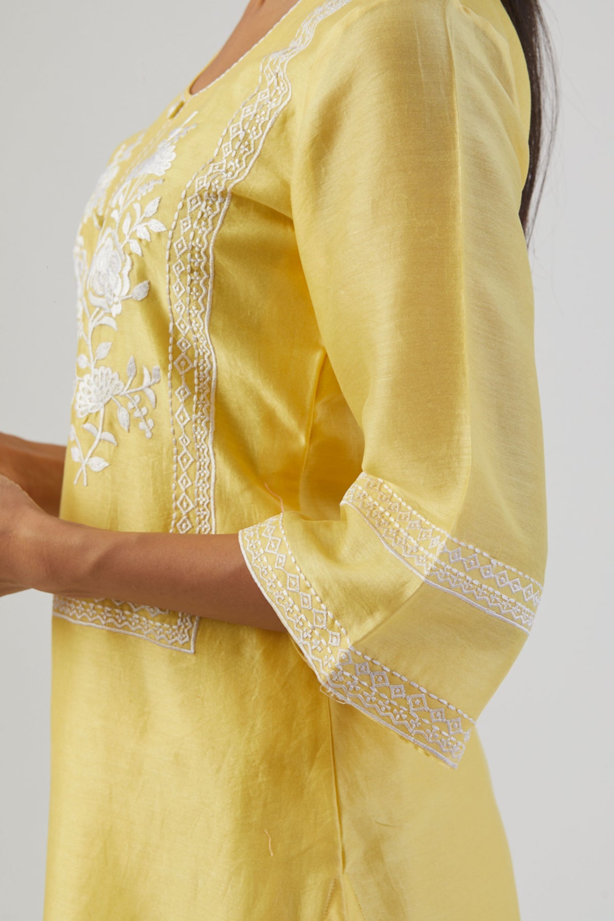 Lemon yellow boota kurta set